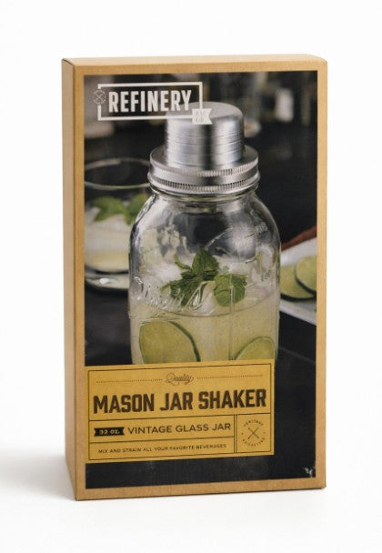 Refinery And Co Mason Jar Cocktail Shaker 32oz Vintage Glass Barware Mixer