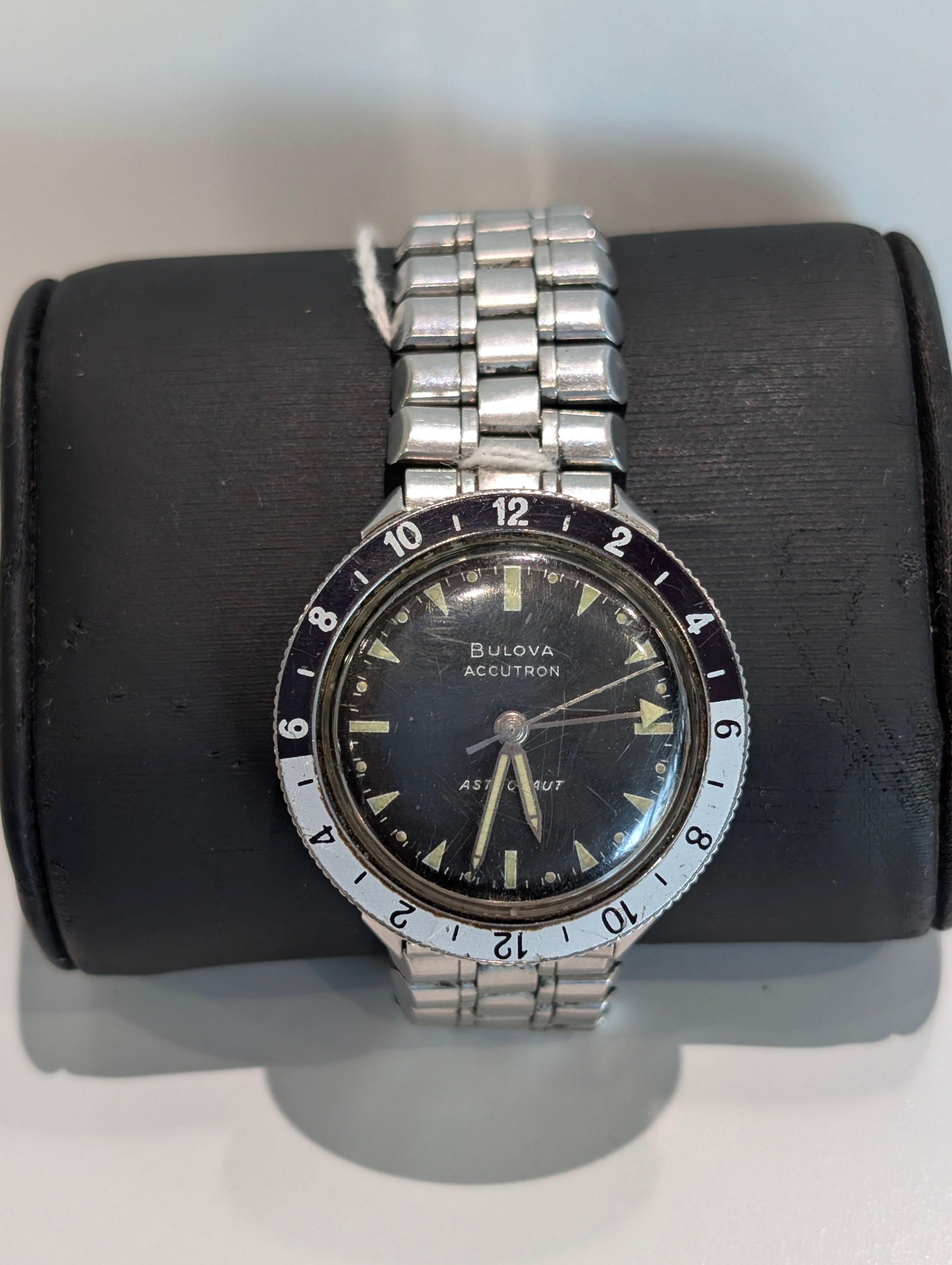 1967 Bulova Accutron Astronaut M7 GMT 214 Stainless Steel Watch Tuning Fork Movement - Works Rare