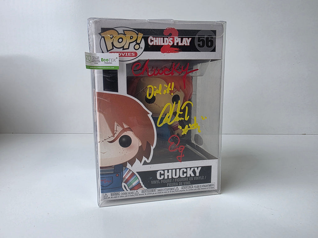 Funko Pop Child’s Play 2 Chucky Autographed Vinyl Figure Beckett Witnessed Collectible