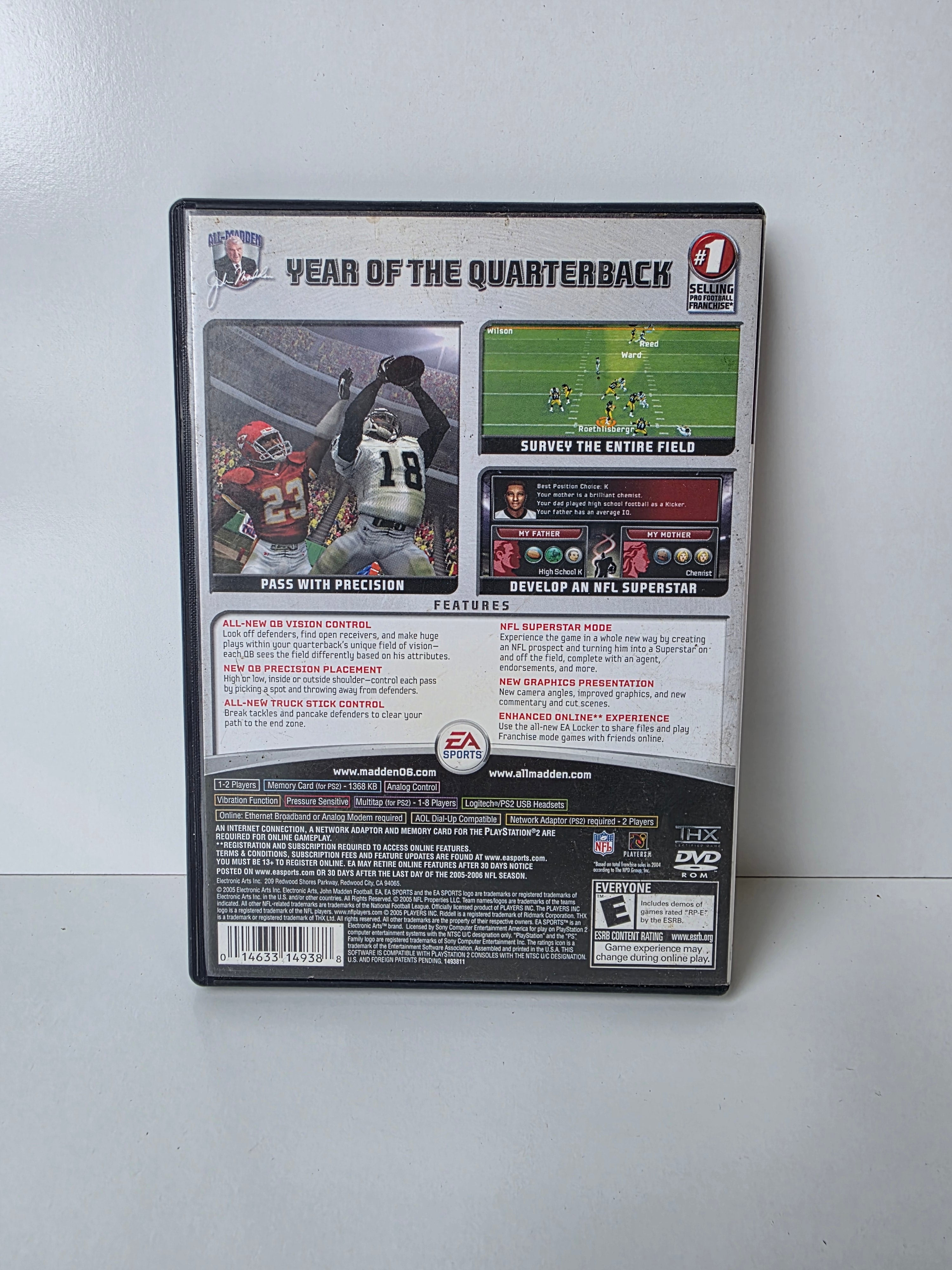 Madden NFL 06 (Sony PlayStation 2, 2005) — Complete with Case & Artwork