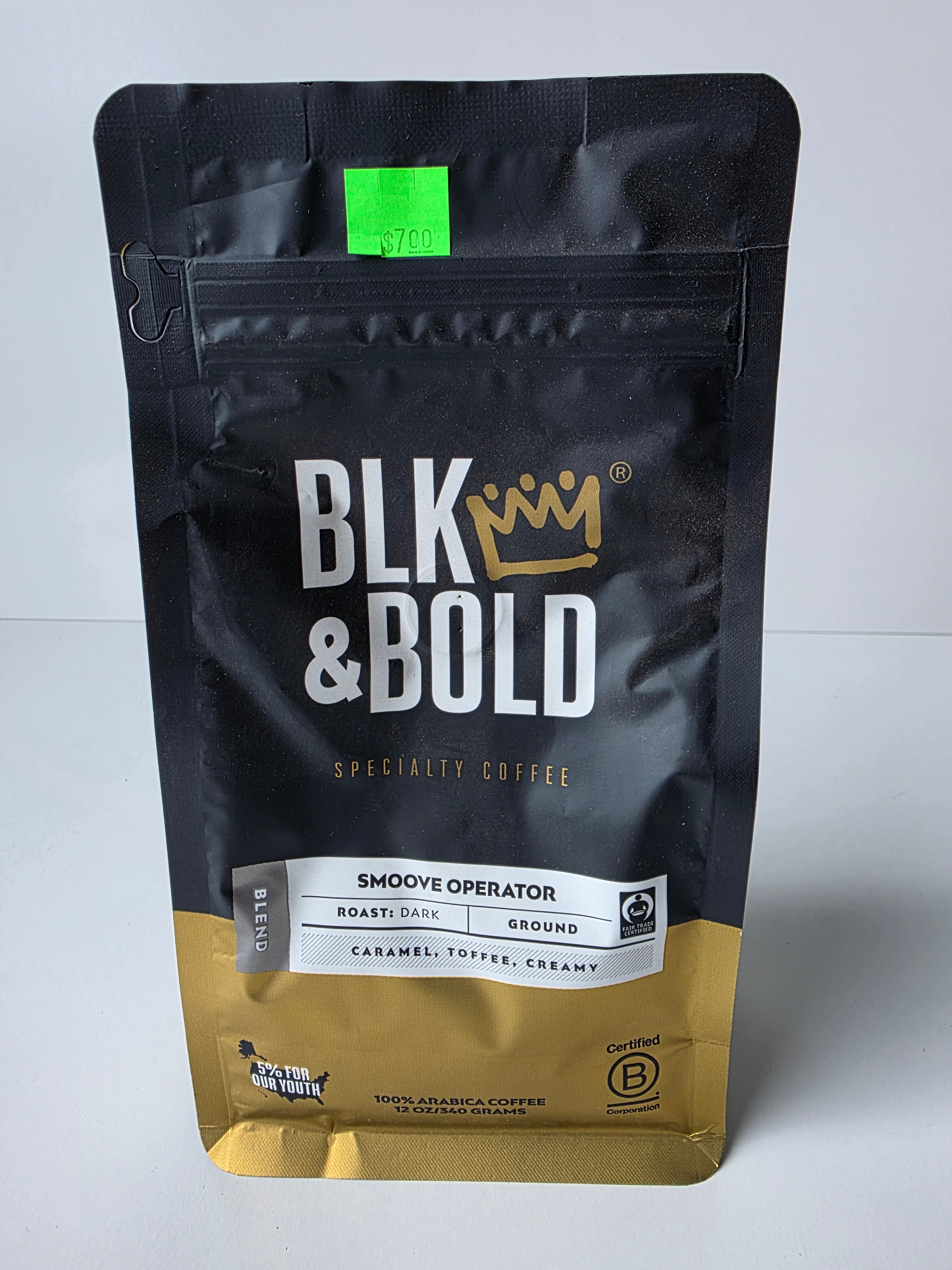 BLK & Bold Smoove Operator Dark Roast Ground Coffee Bag 12oz Specialty Blend