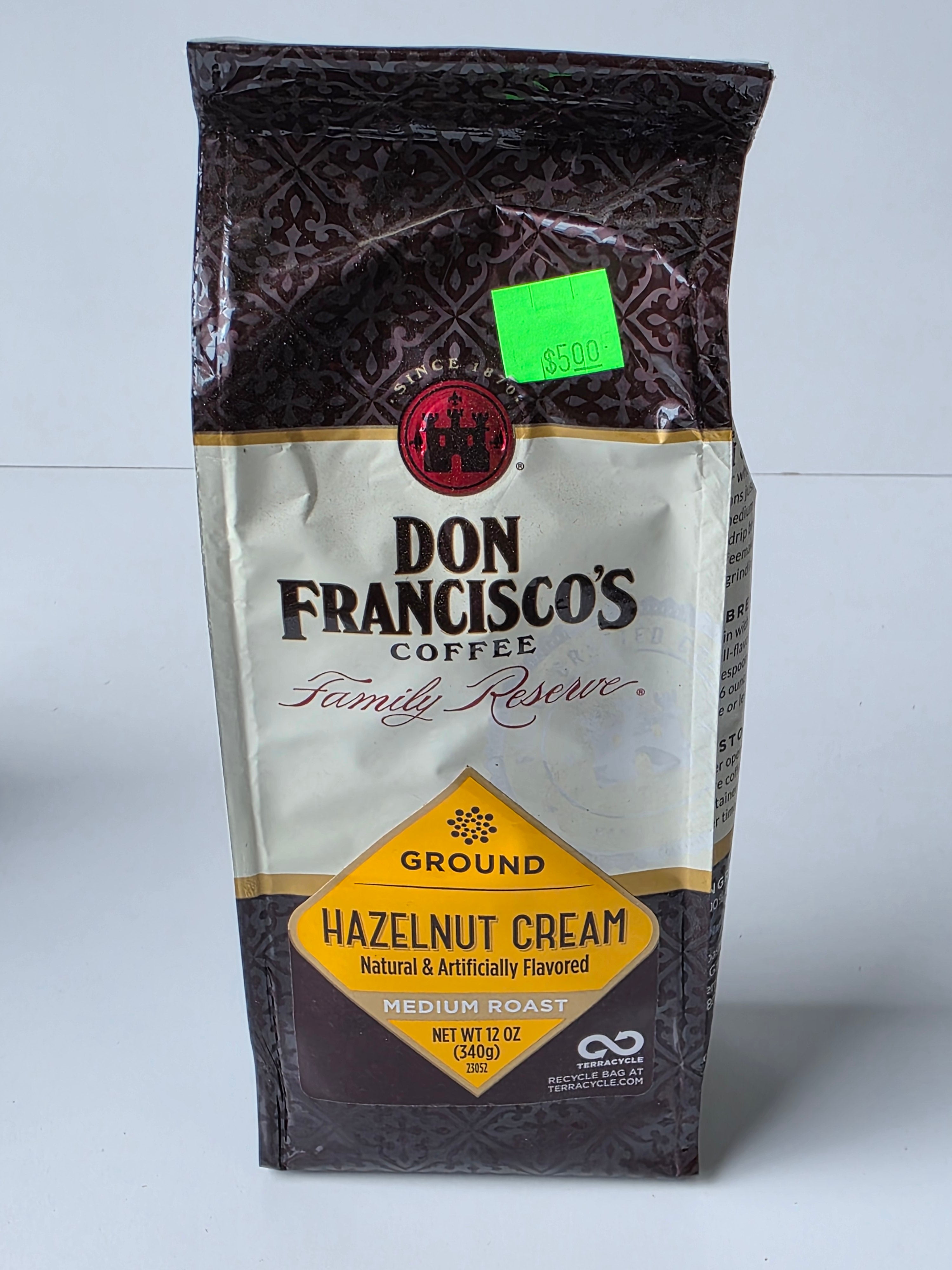 Don Francisco’s Hazelnut Cream Ground Coffee 12oz Family Reserve Medium Roast