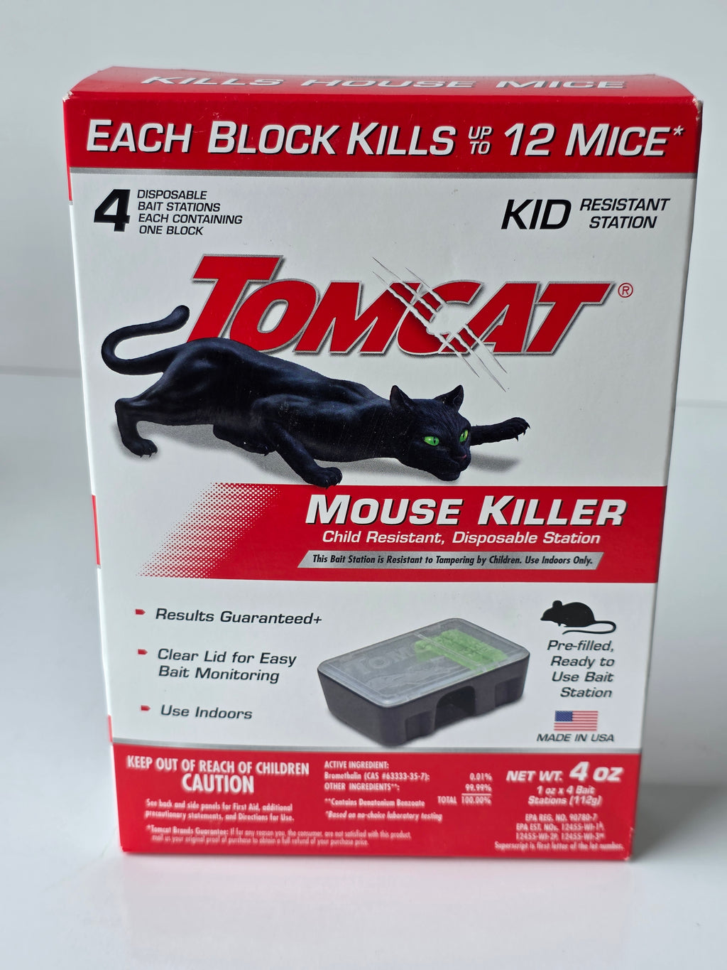 Tomcat Mouse Killer Child Resistant Disposable Bait Station Indoor Rodent Control