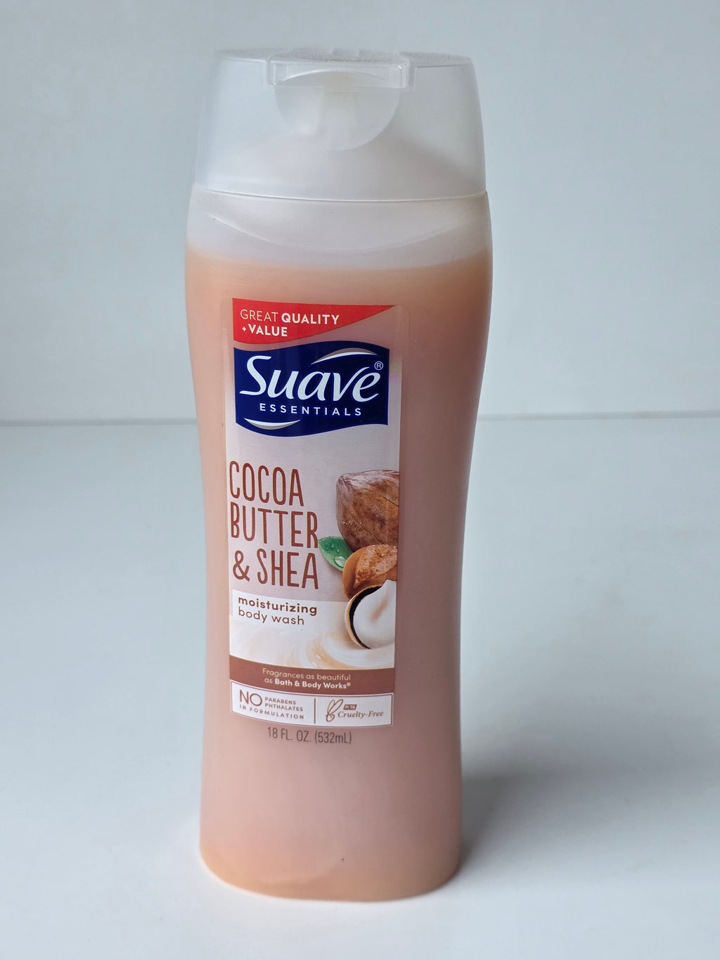 Suave Essentials Cocoa Butter and Shea Moisturizing Body Wash 18oz Bottle