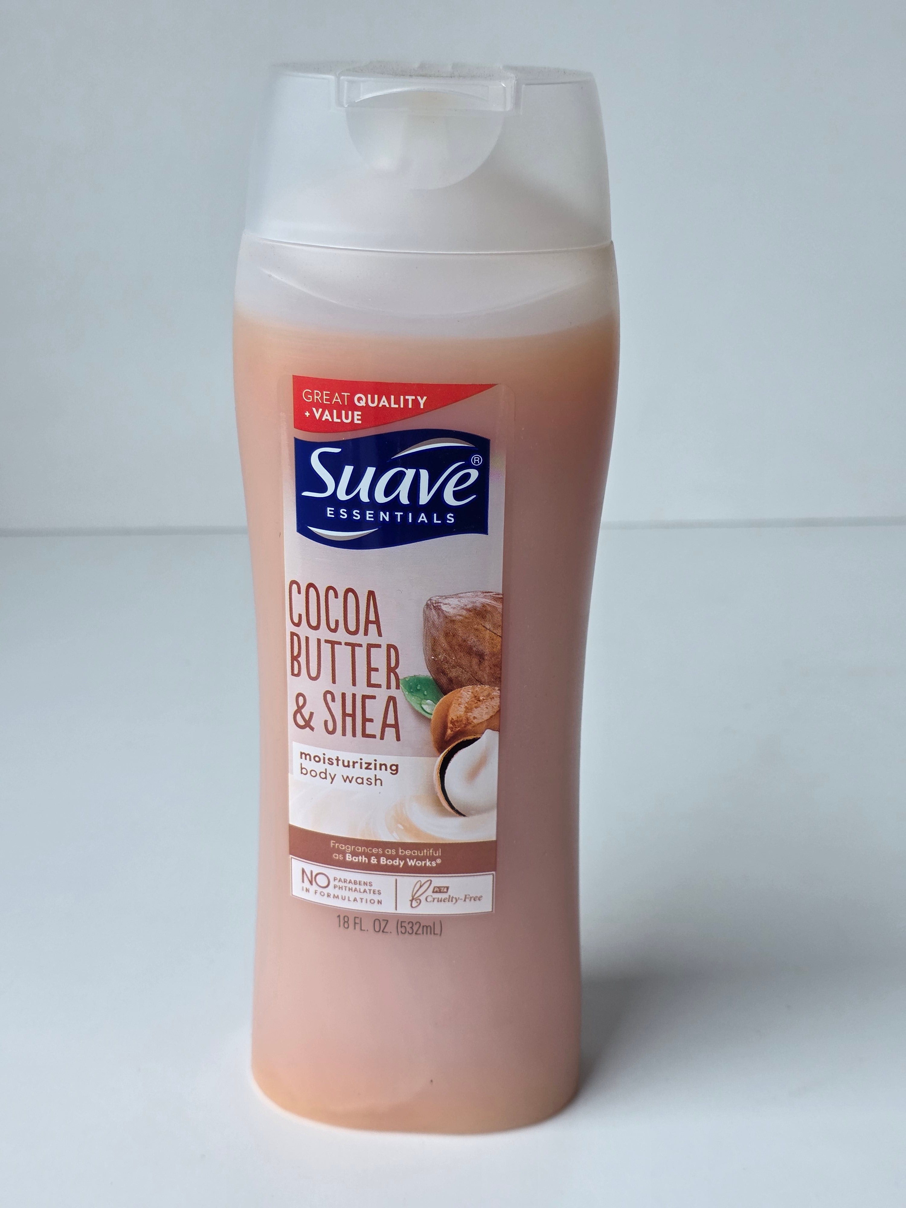 Suave Essentials Cocoa Butter and Shea Moisturizing Body Wash 18oz Bottle