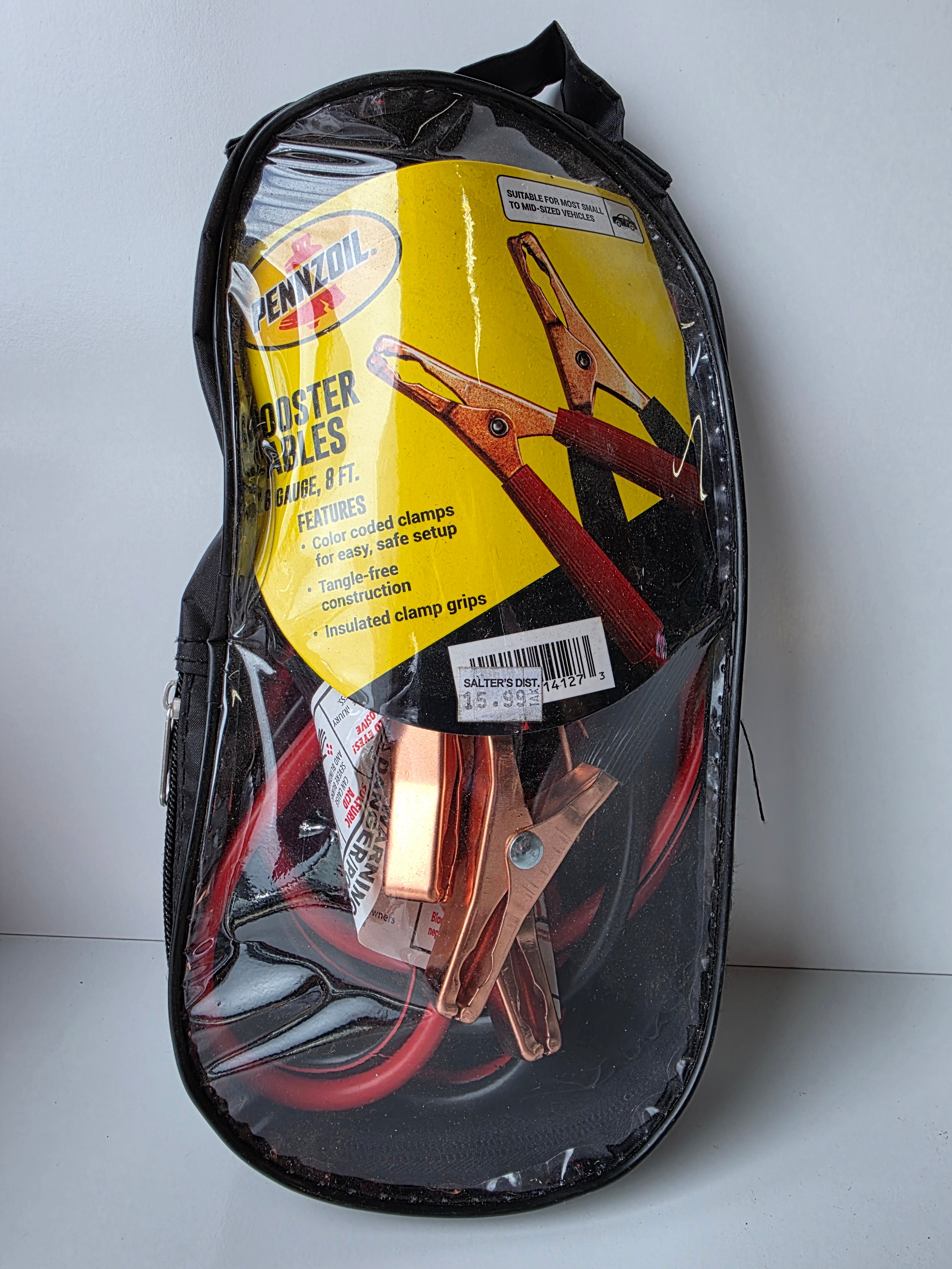 Pennzoil 8 Ft 6-Gauge Booster Cables with Carry Case – Heavy-Duty Jumper Cables