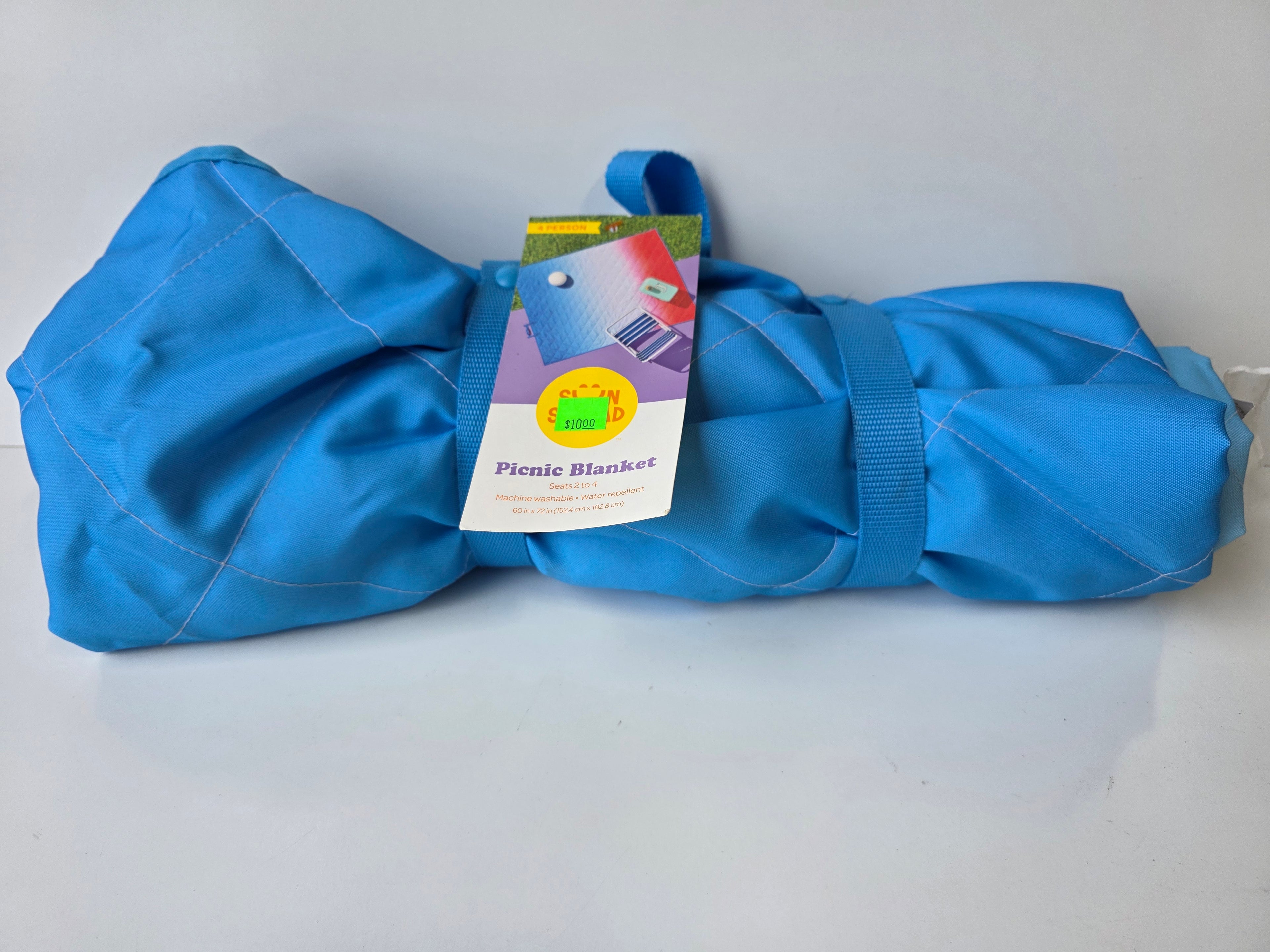 Sunny Side Up Blue Outdoor Picnic Blanket Waterproof Foldable Travel Mat