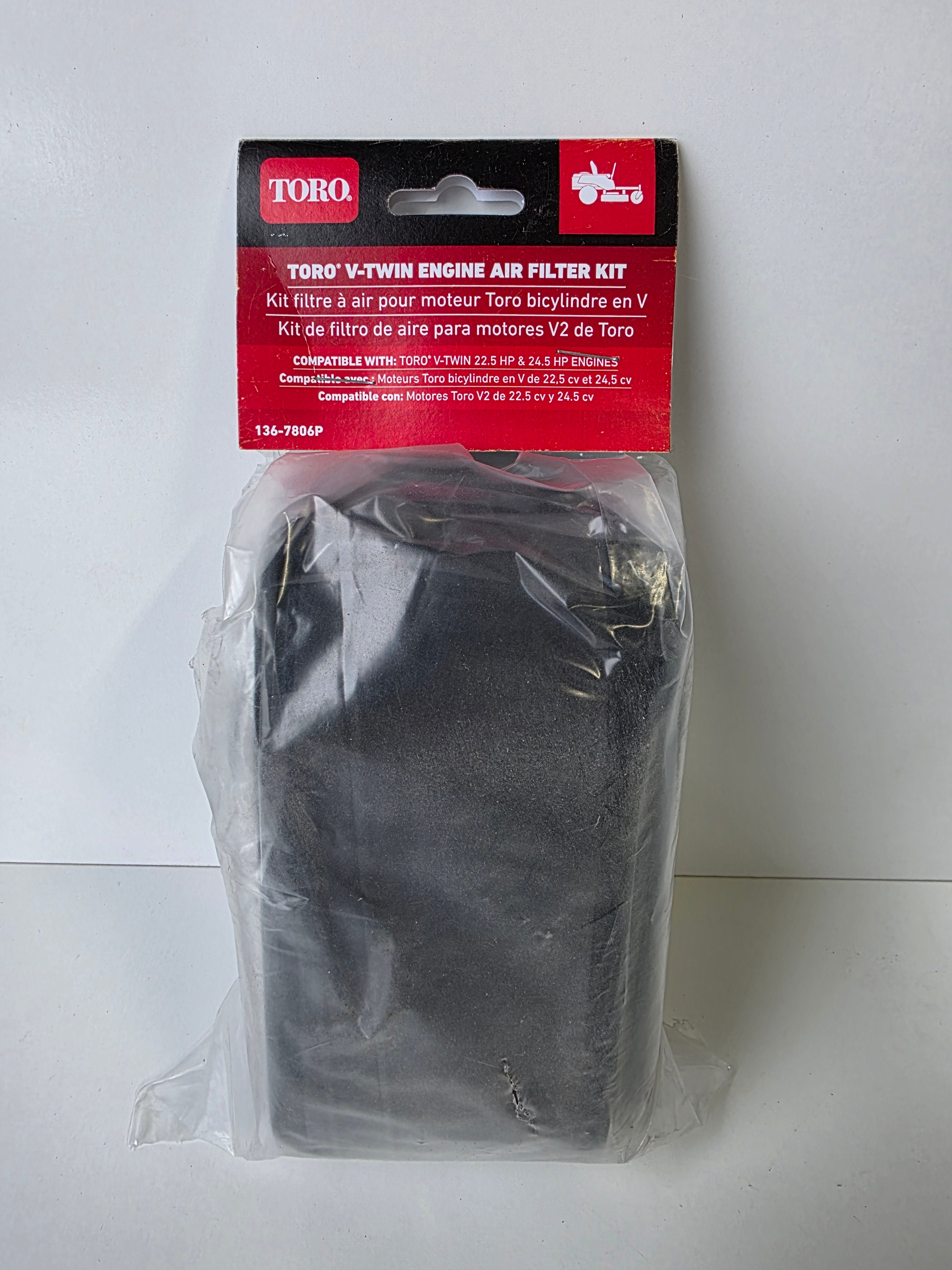 Toro V-Twin Engine Air Filter Kit 136-7806P Compatible with 22.5–24.5 HP Engines