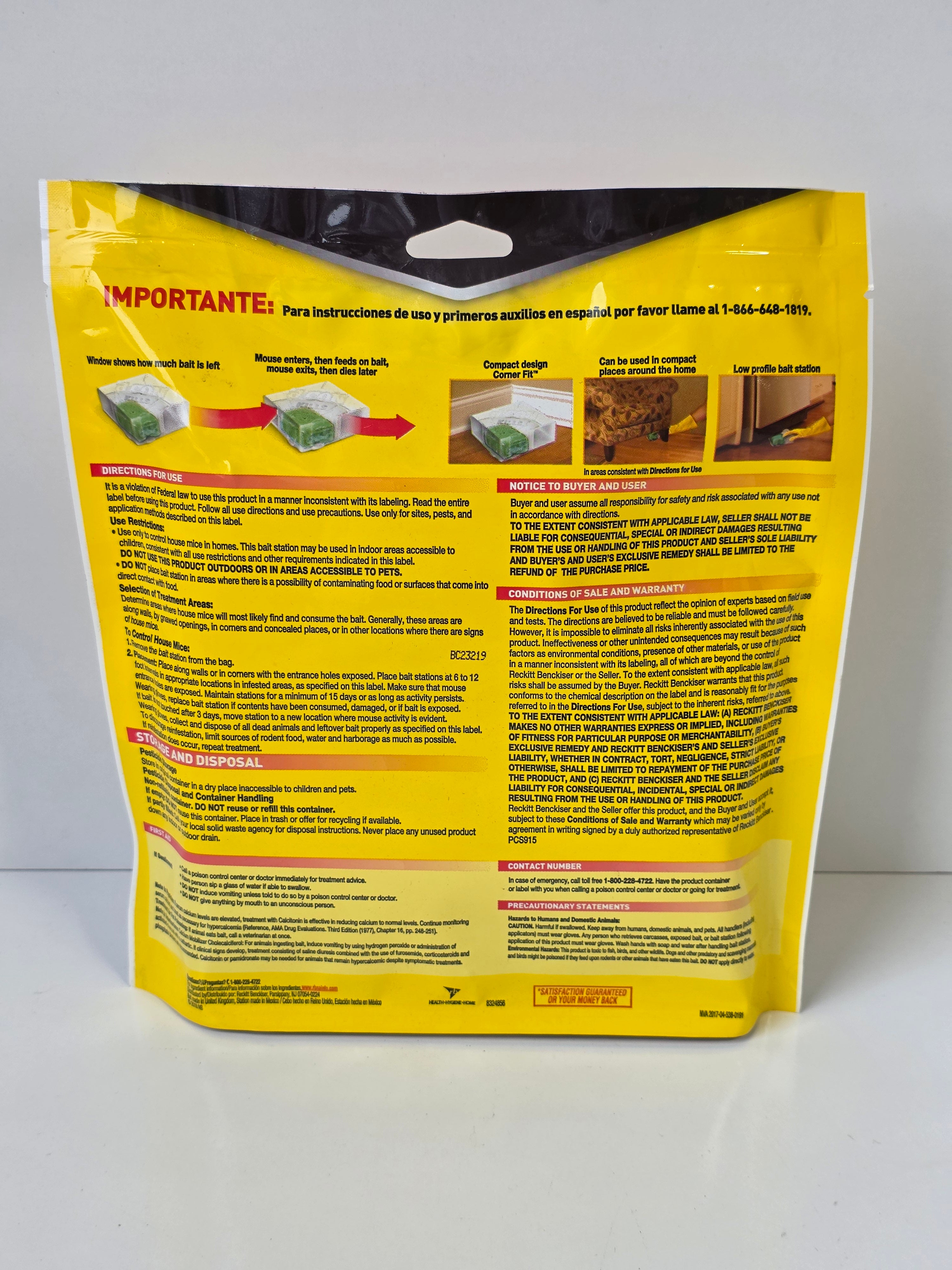 d-CON Ready-To-Use Mouse Bait Stations Child Resistant Indoor Pest Control 3ct