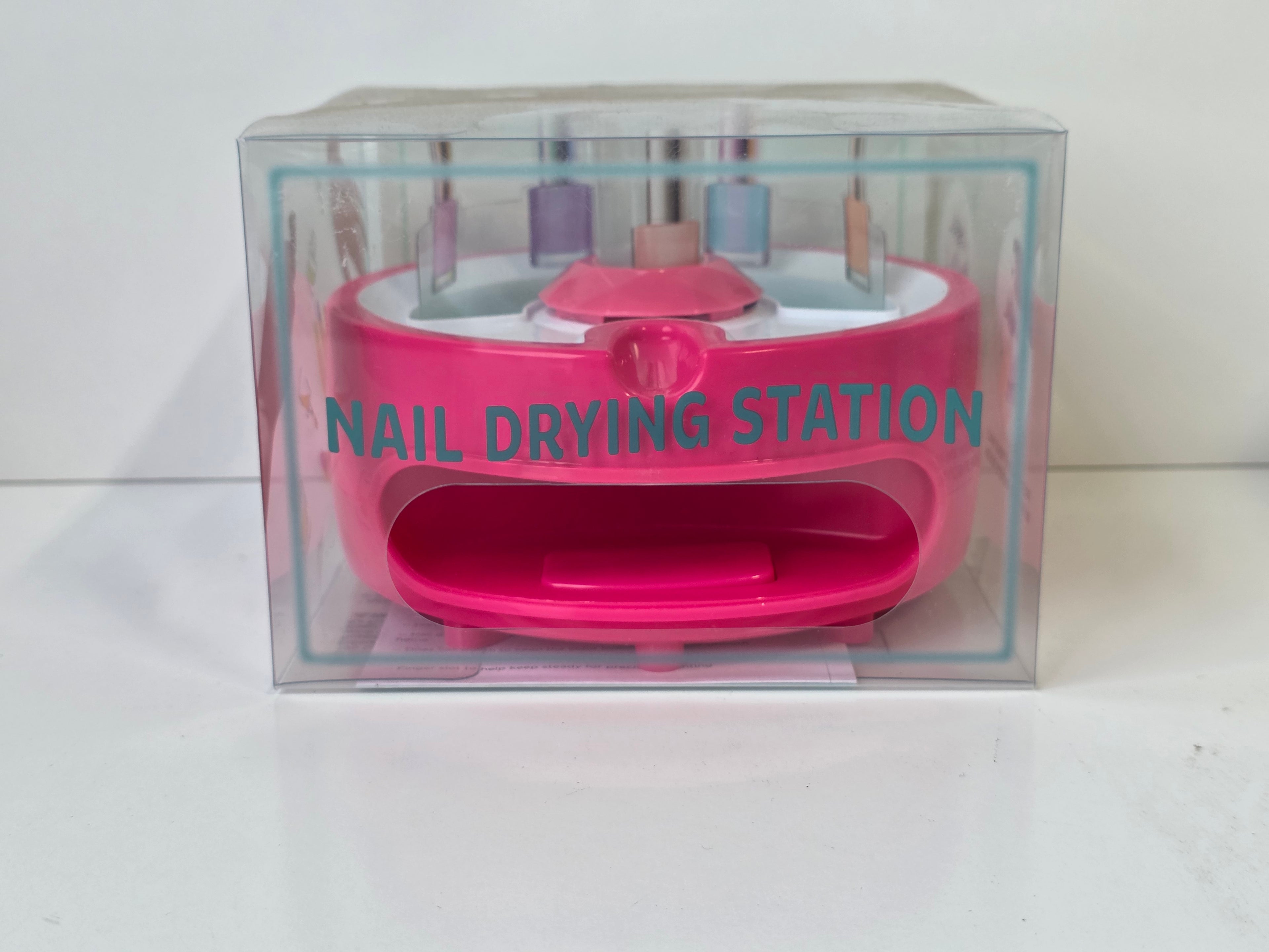 Battery Operated Nail Drying Station Hot Pink Portable Beauty Accessory Set