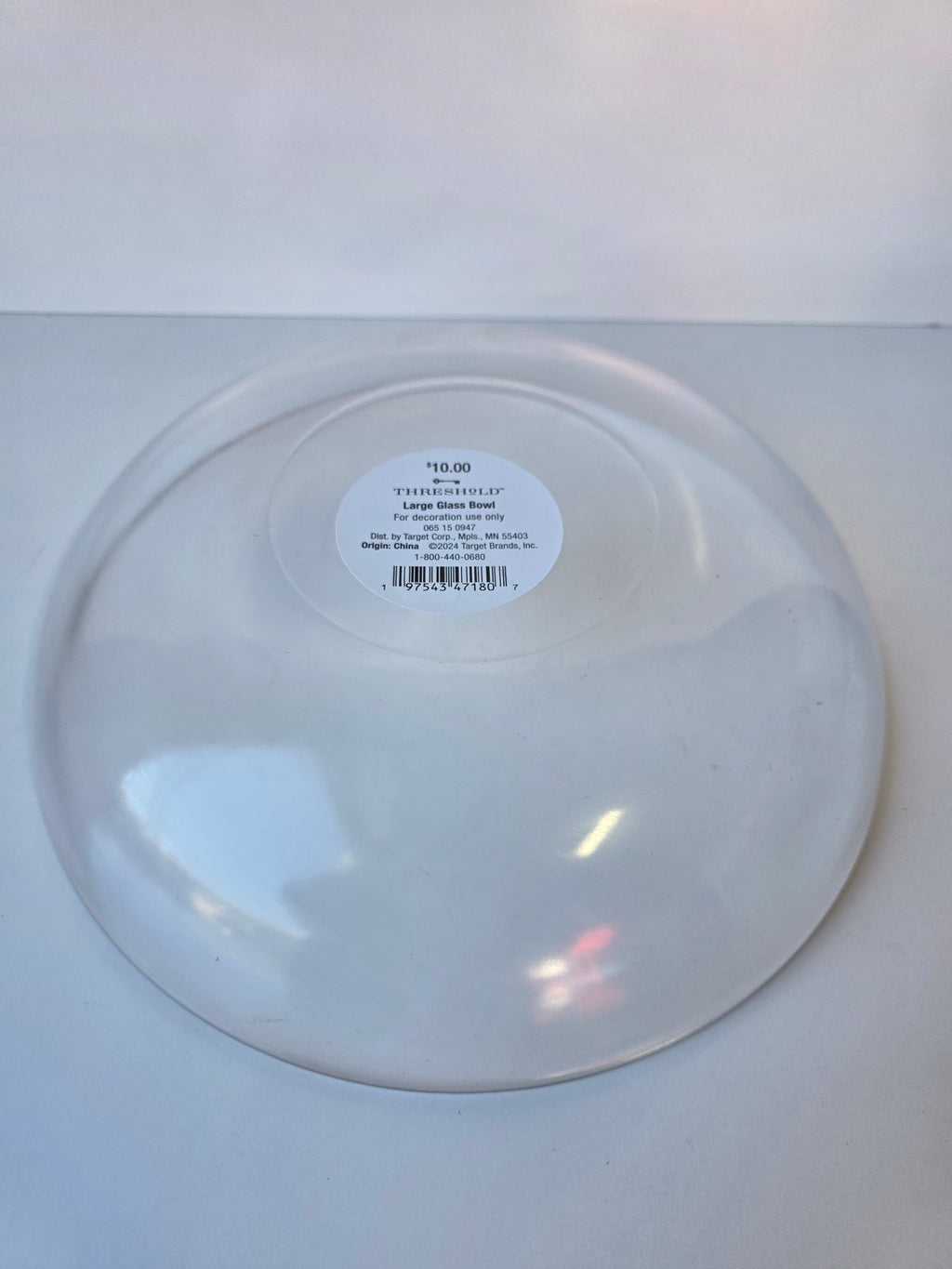Threshold Clear Large Decorative Glass Bowl Modern Home Display Centerpiece