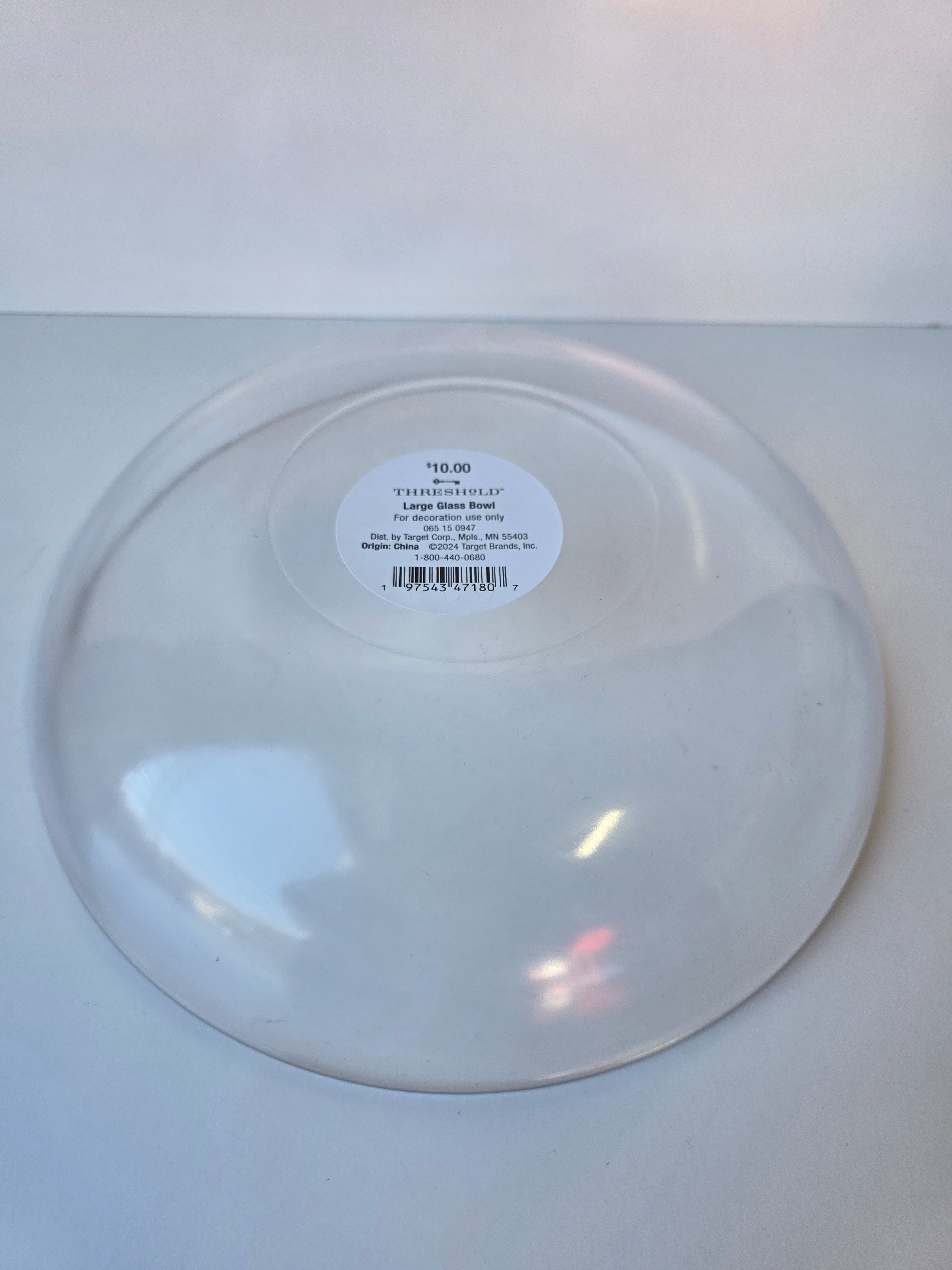 Threshold Clear Large Decorative Glass Bowl Modern Home Display Centerpiece