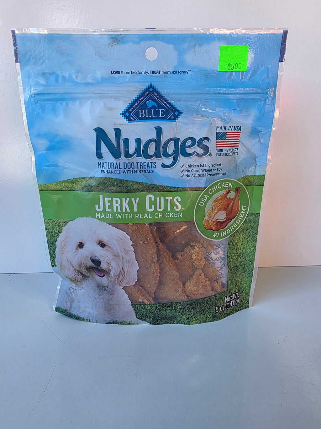 Blue Nudges Jerky Cuts Natural Dog Treats with Real Chicken 5 Ounce Resealable Bag