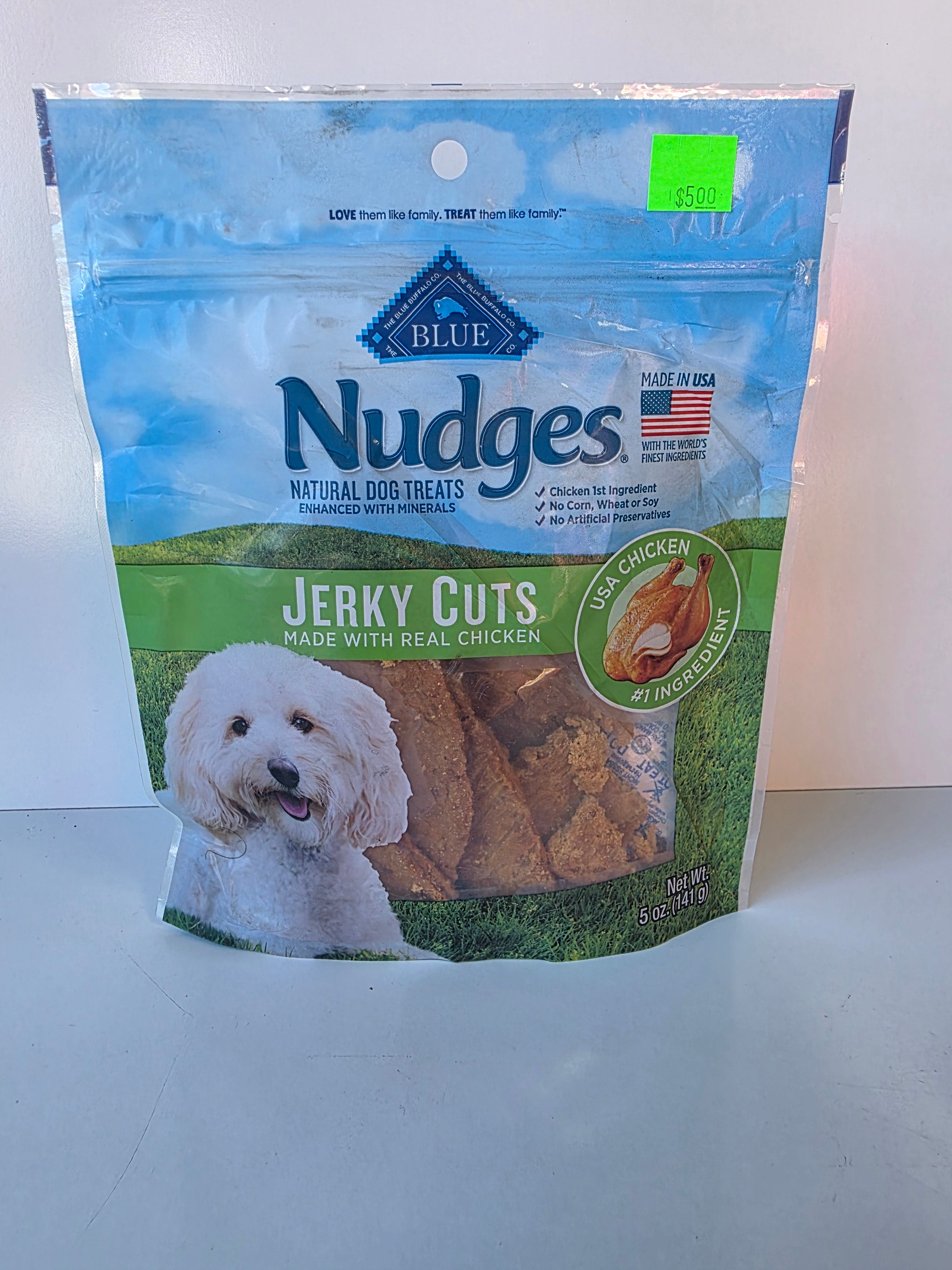Blue Nudges Jerky Cuts Natural Dog Treats with Real Chicken 5 Ounce Resealable Bag