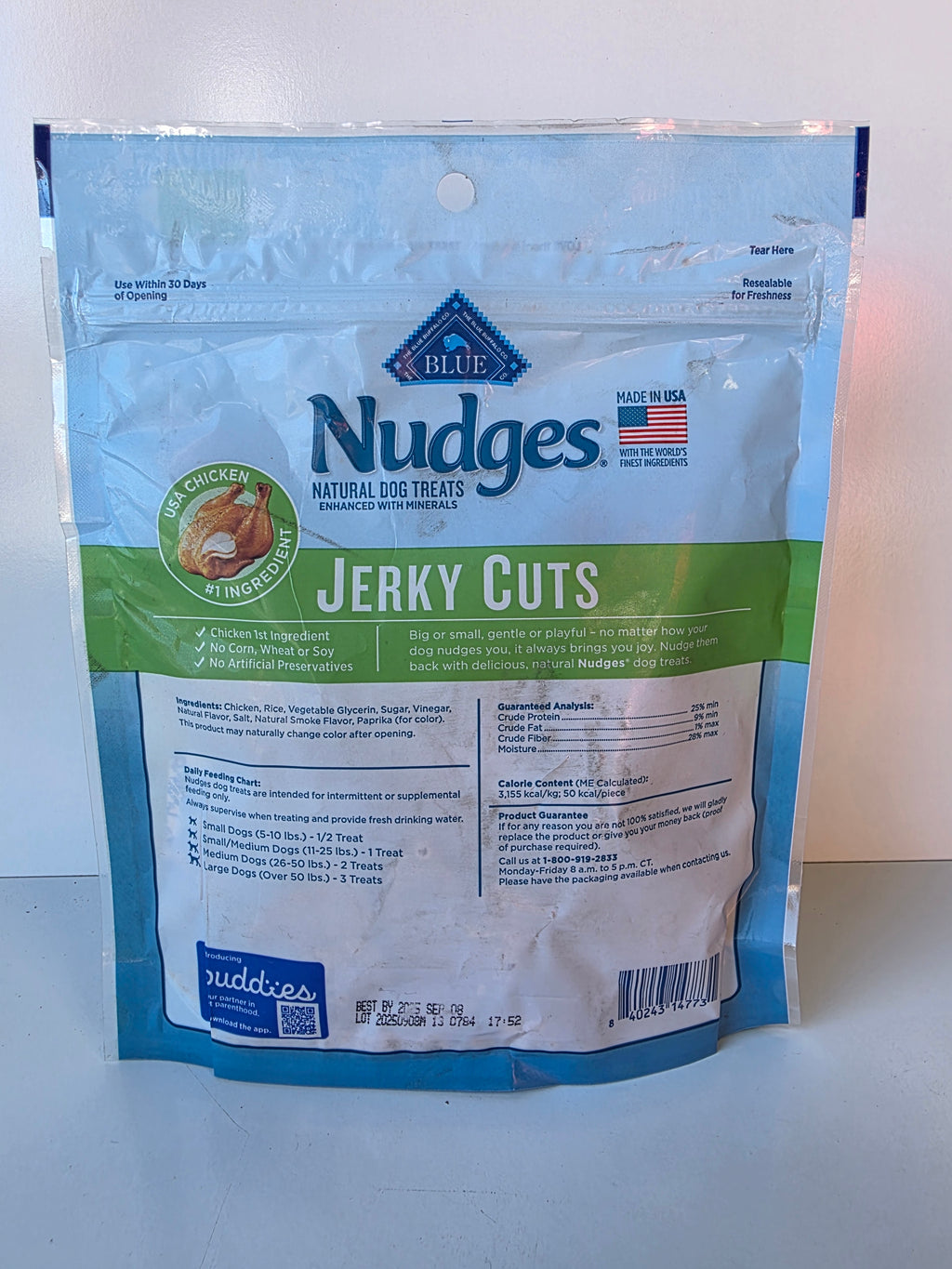 Blue Nudges Jerky Cuts Natural Dog Treats with Real Chicken 5 Ounce Resealable Bag