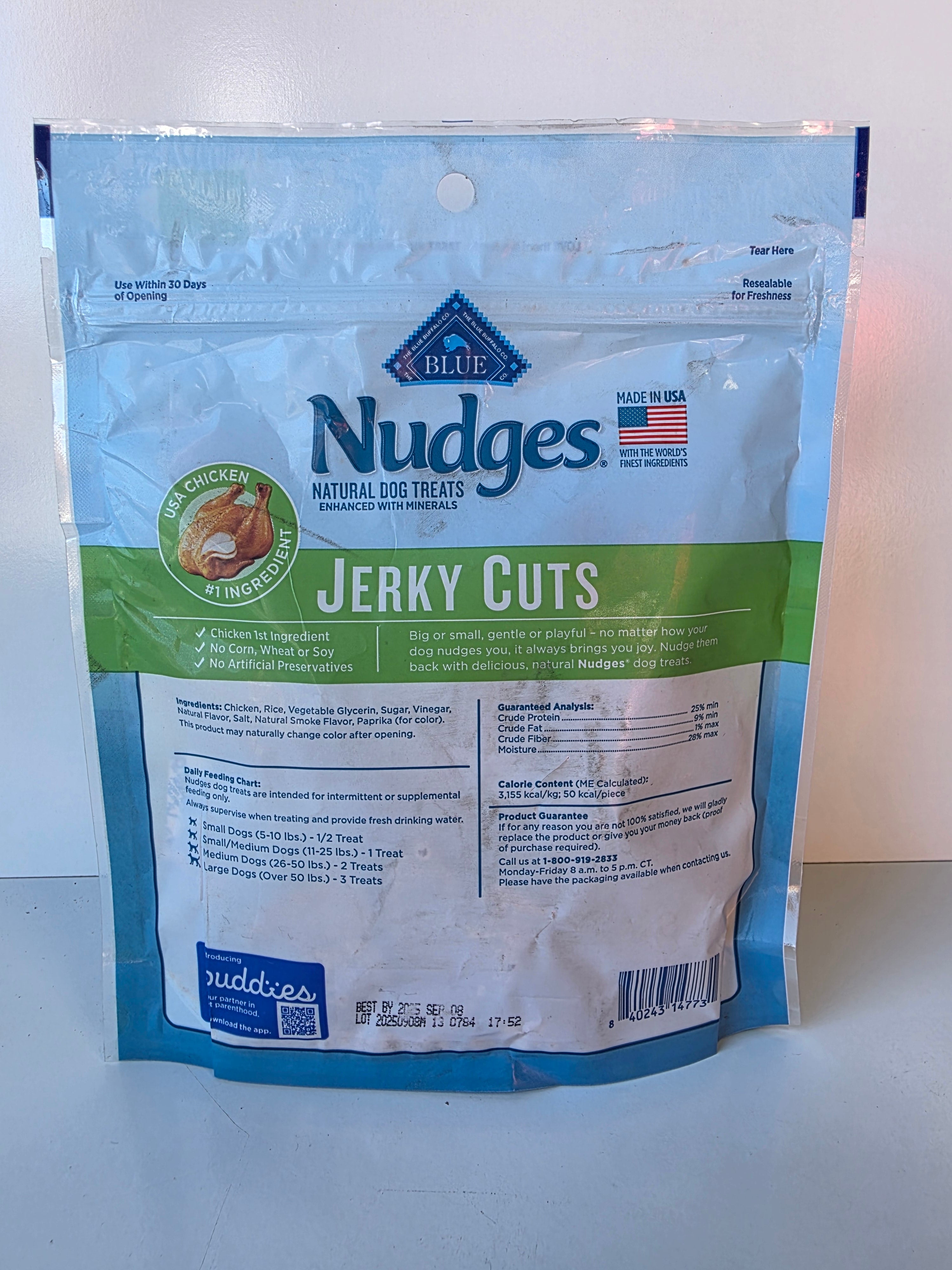 Blue Nudges Jerky Cuts Natural Dog Treats with Real Chicken 5 Ounce Resealable Bag