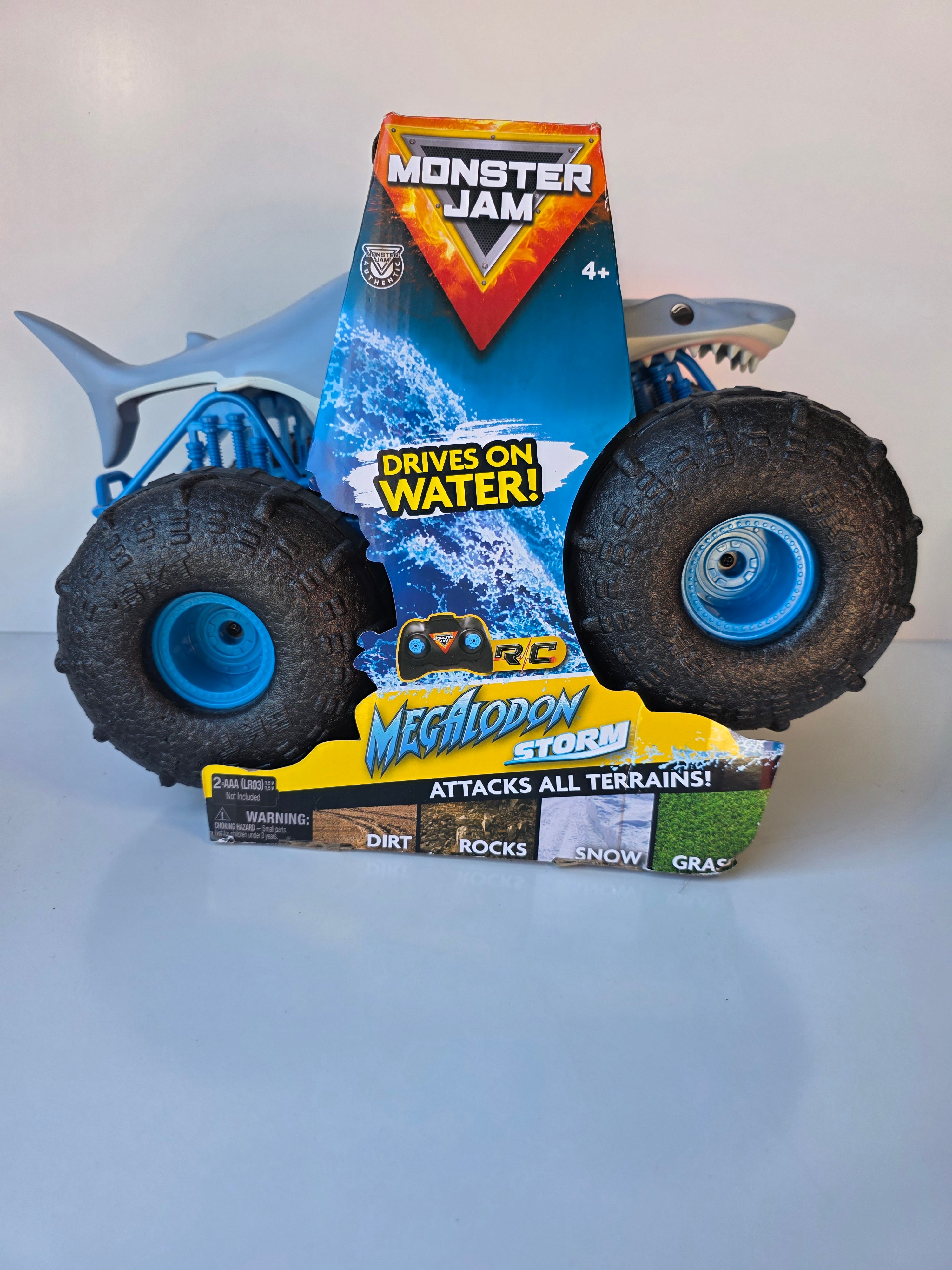 Monster Jam Megalodon Storm RC Truck Water Resistant 360 Spin All Terrain Vehicle