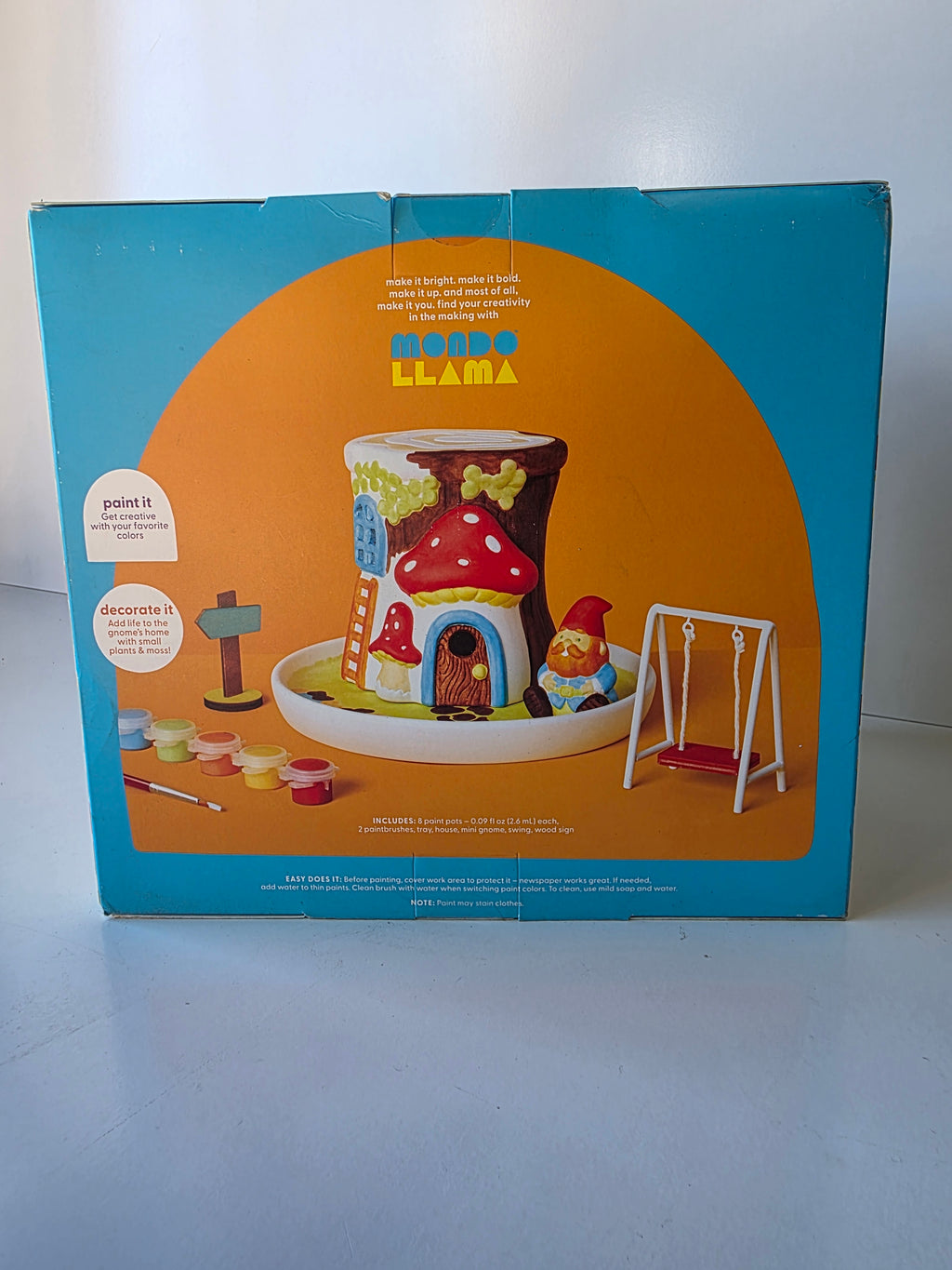 Mondo Llama Paint Your Own Garden Gnome Kit with Paints Brushes and Figurines