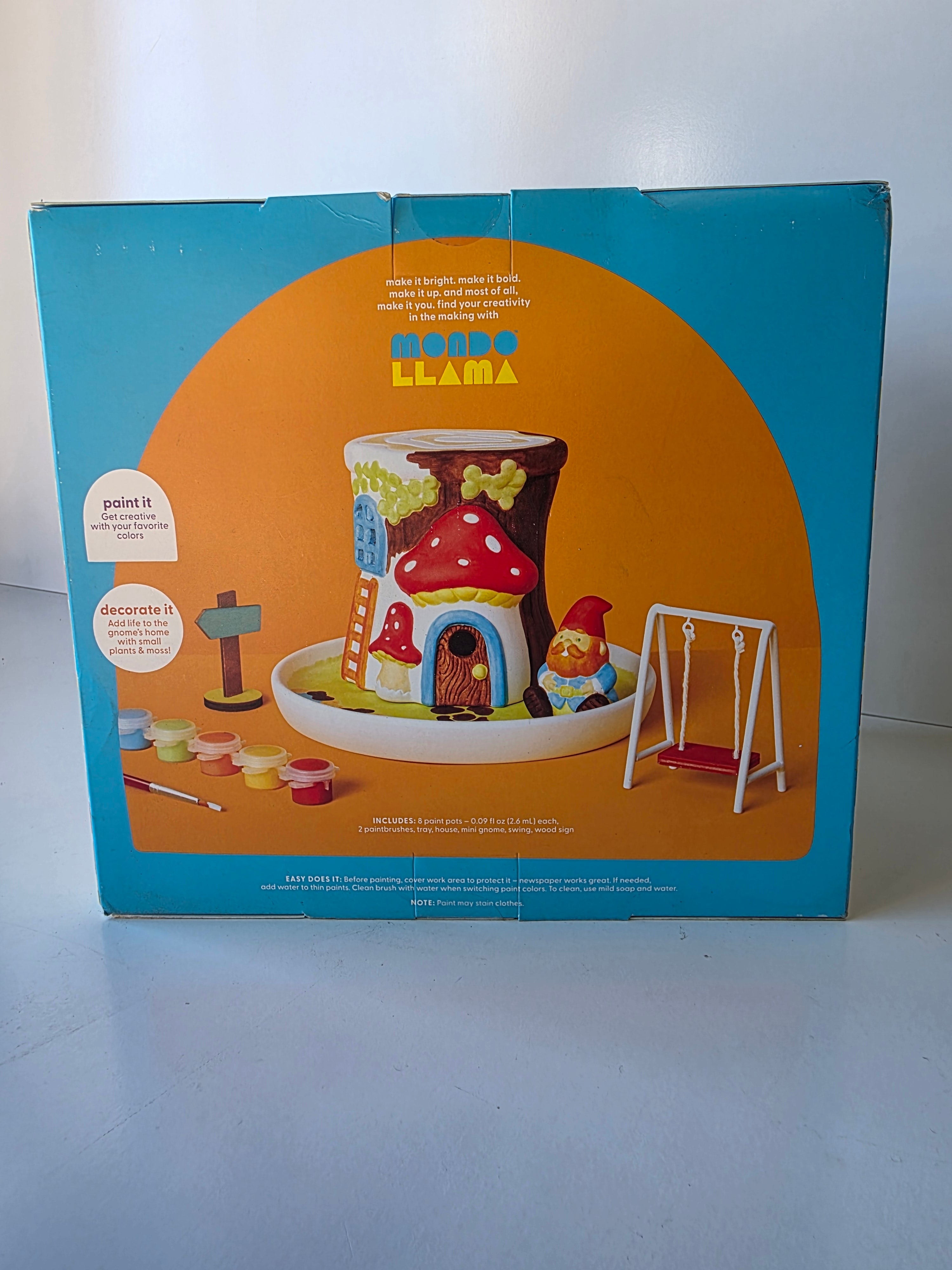 Mondo Llama Paint Your Own Garden Gnome Kit with Paints Brushes and Figurines