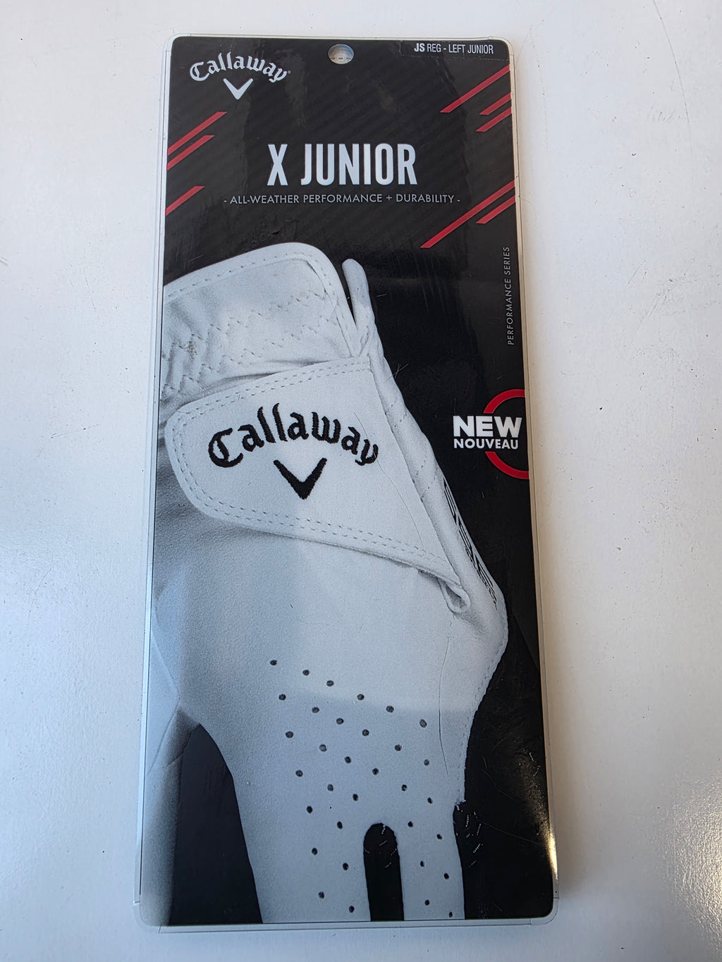 Callaway X Junior Golf Glove Left Hand All Weather Performance Synthetic White