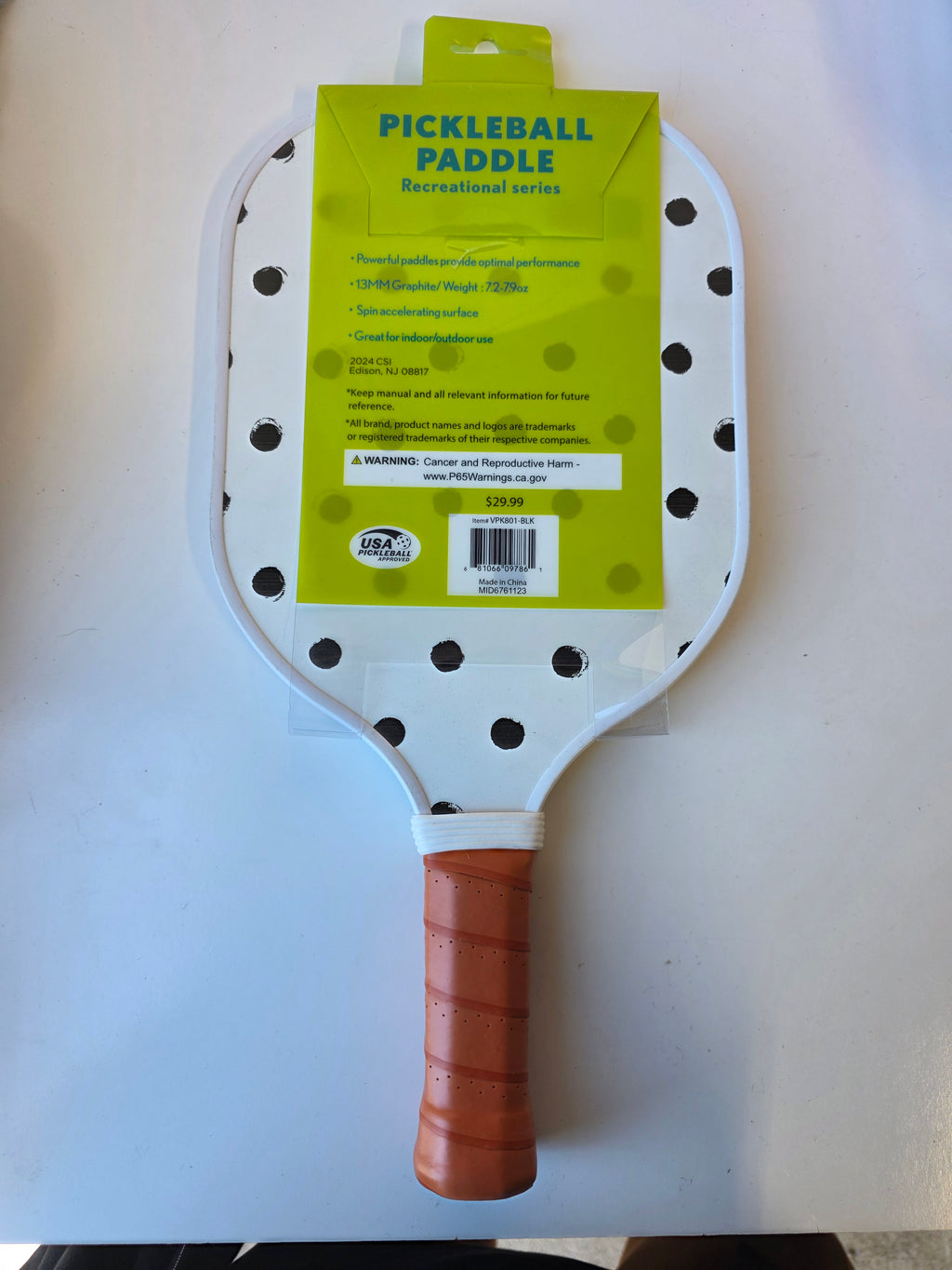Black & White Floral 13mm Graphite Pickleball Paddle – USA Pickleball Approved Recreational Series