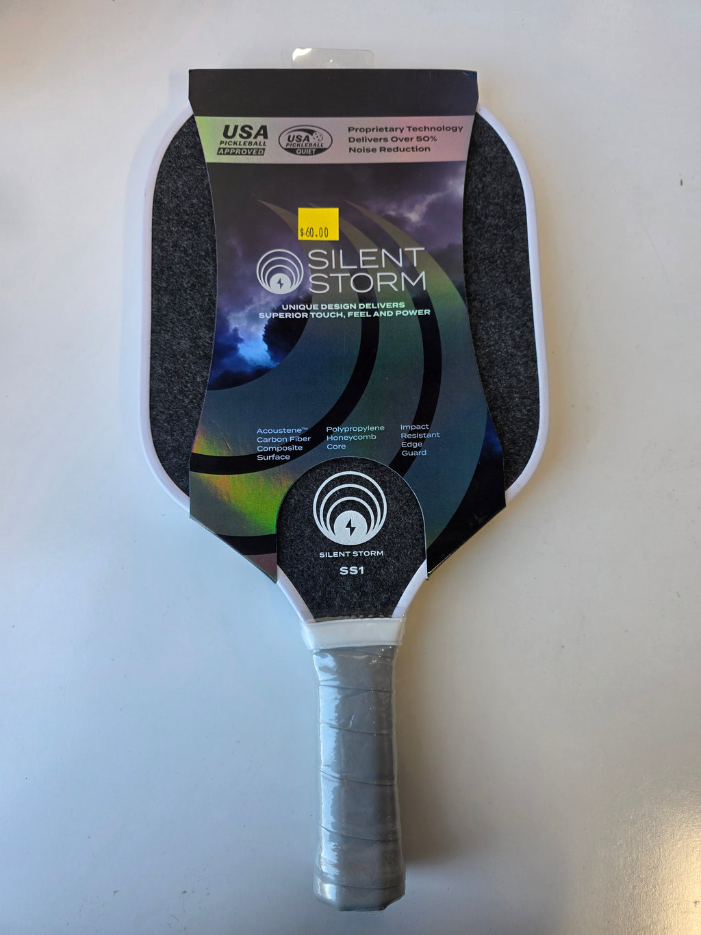 Silent Storm SS1 Carbon Fiber Pickleball Paddle – USA Pickleball Approved “Quiet” Design