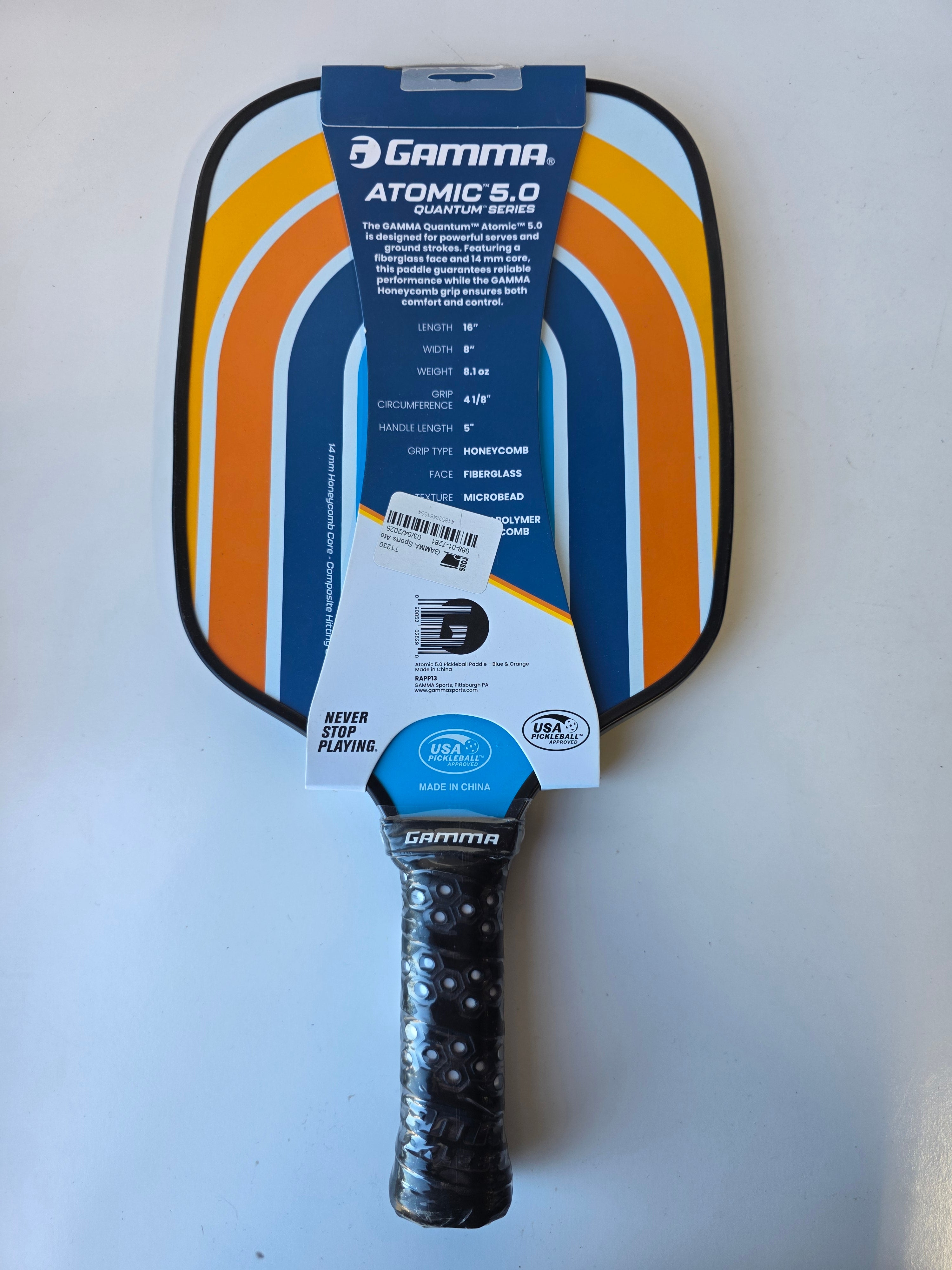 GAMMA Atomic 5.0 Quantum Series Pickleball Paddle – Fiberglass Face, USA Pickleball Approved