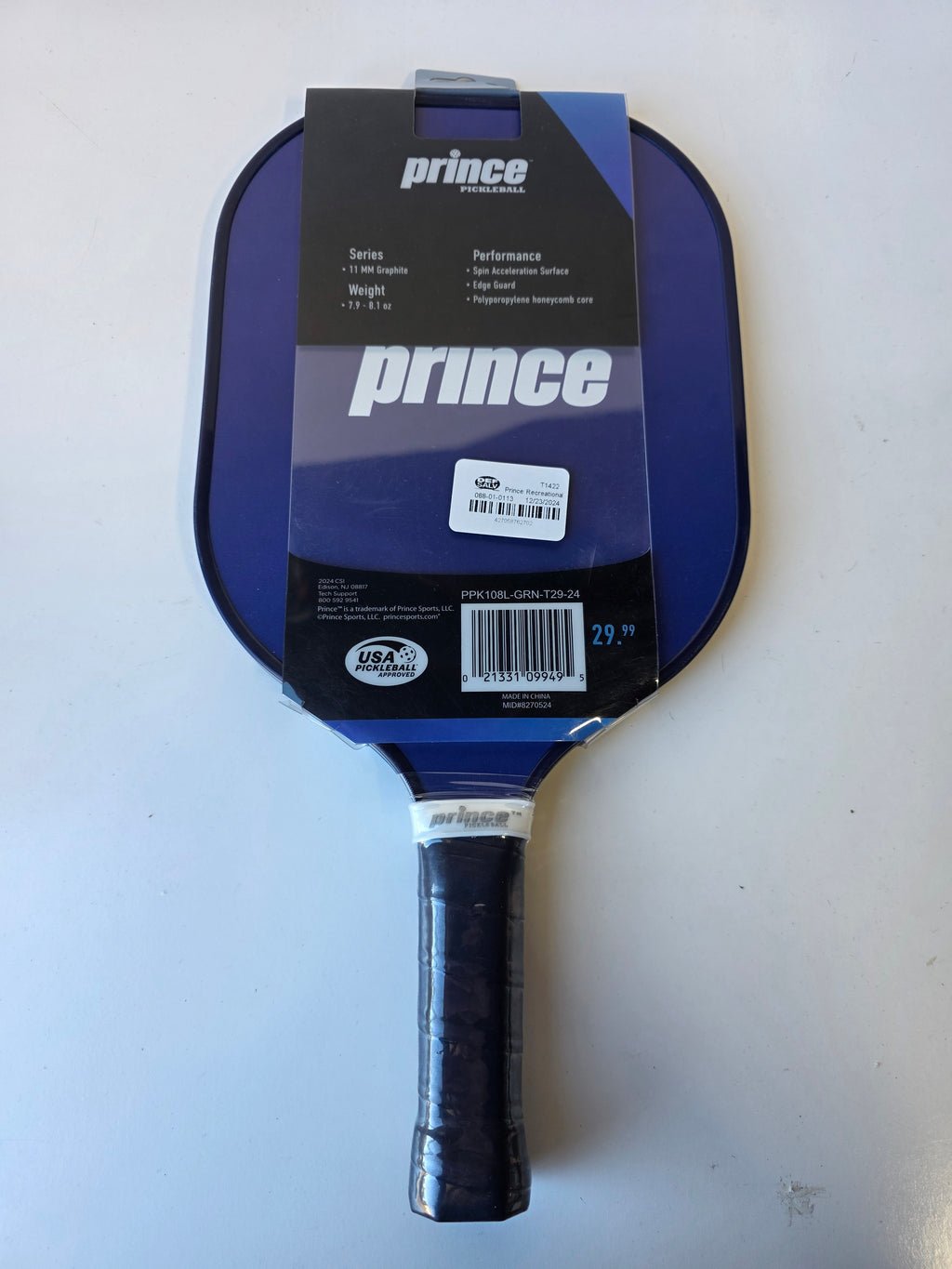 Prince Reflex Pickleball Paddle – 11mm Graphite, Spin Acceleration Surface, USA Pickleball Approved