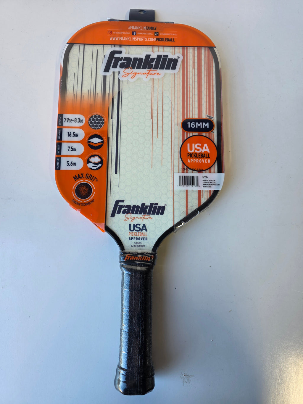 Franklin Signature Pickleball Paddle – 16mm Polypropylene Core, MAXGRIT Surface Technology, USA Pickleball Approved