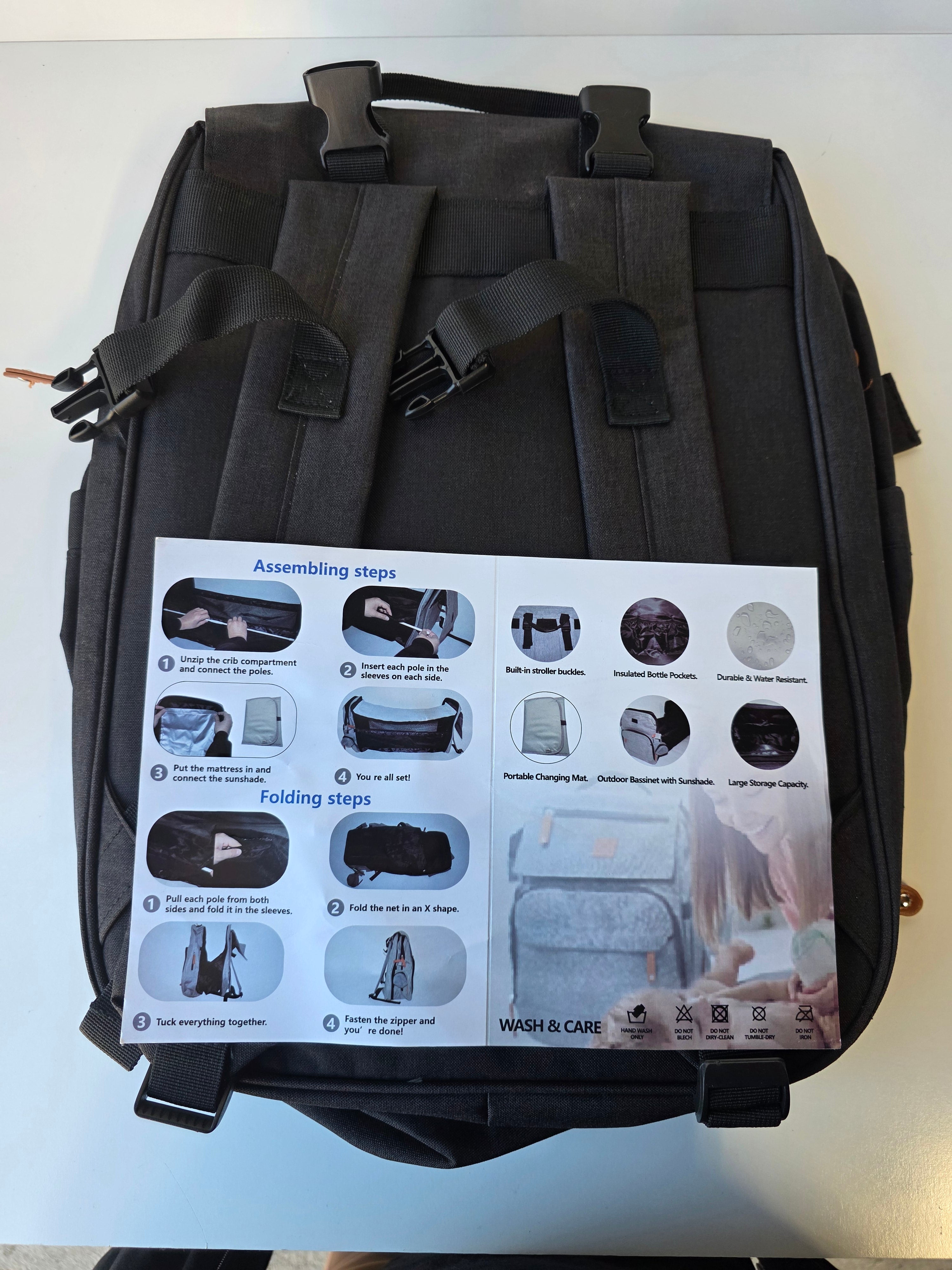Dora Momoko Multifunction Baby Diaper Backpack with Foldable Bassinet and Stroller Straps