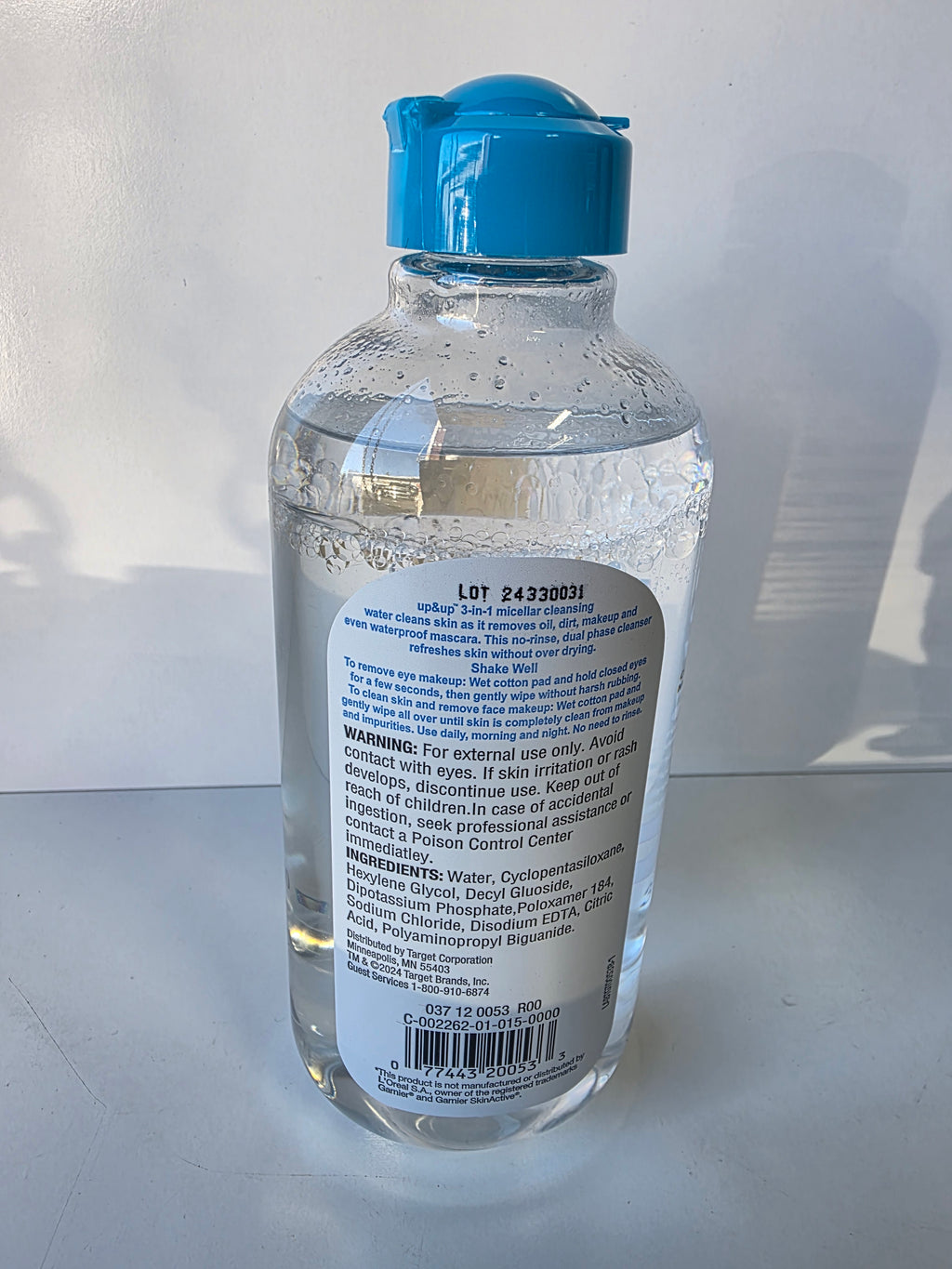 Up&Up 3-In-1 Micellar Cleansing Water Makeup Remover 13.5 oz Dermatologist Tested