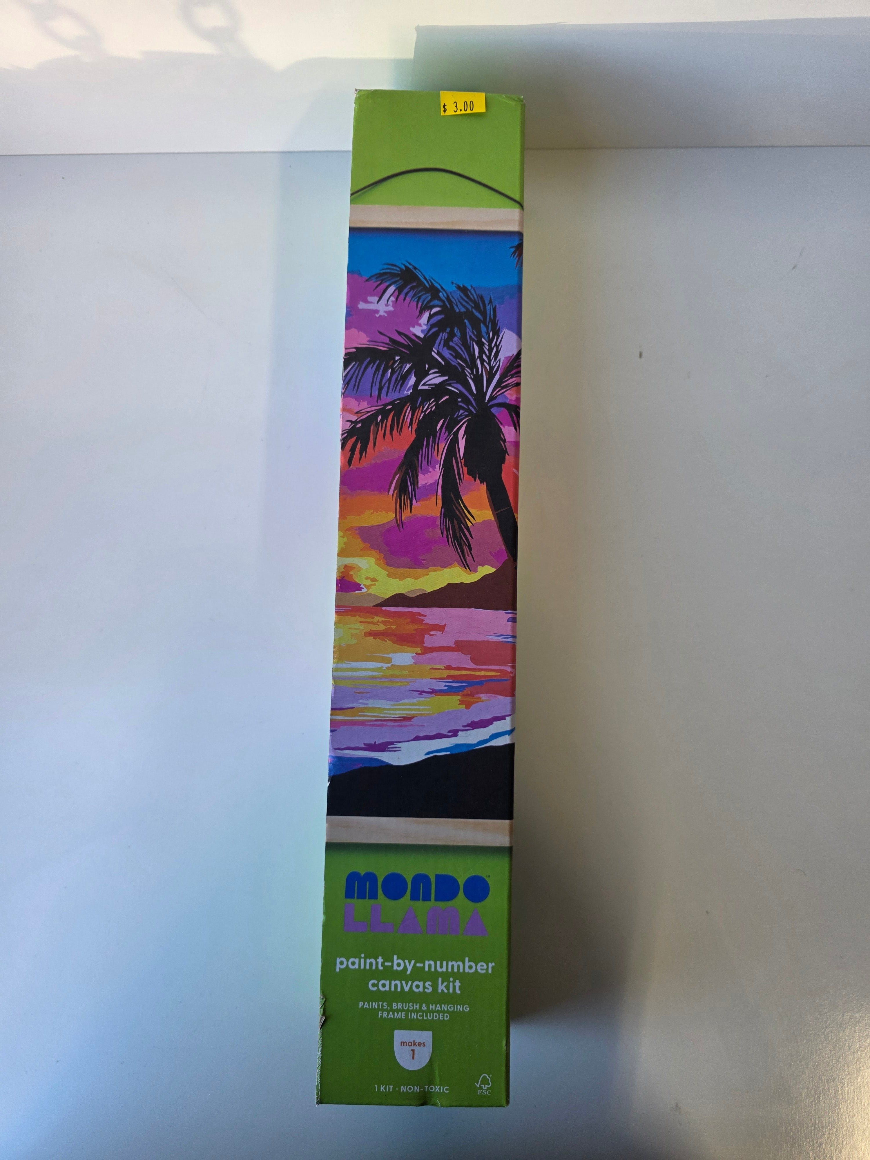 Mondo Llama Paint-by-Number Tropical Sunset Canvas Kit with Acrylic Paints and Brush