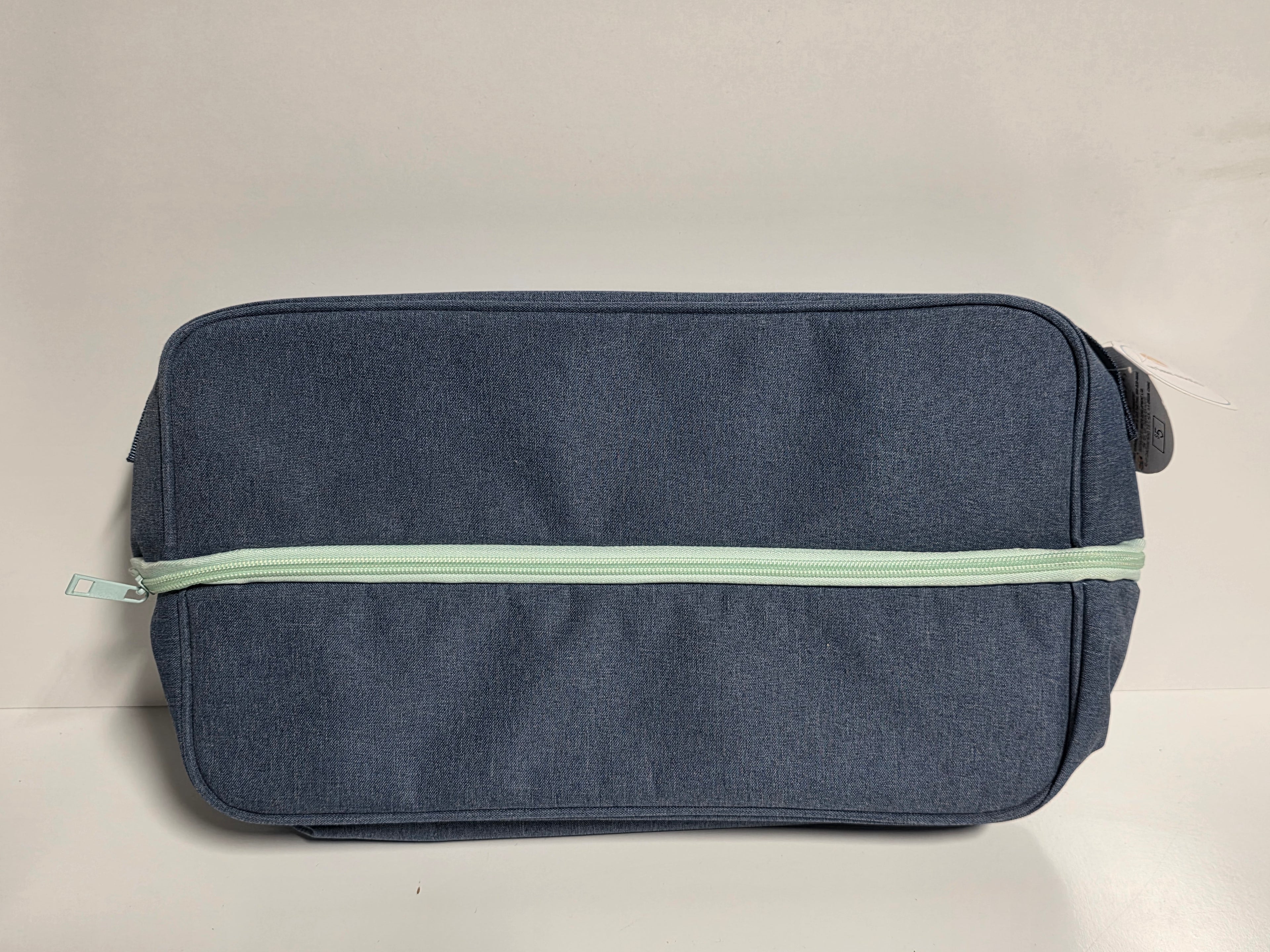 Mint Green Zipper Travel Organizer Bag Blue Fabric Multipurpose Storage Pouch