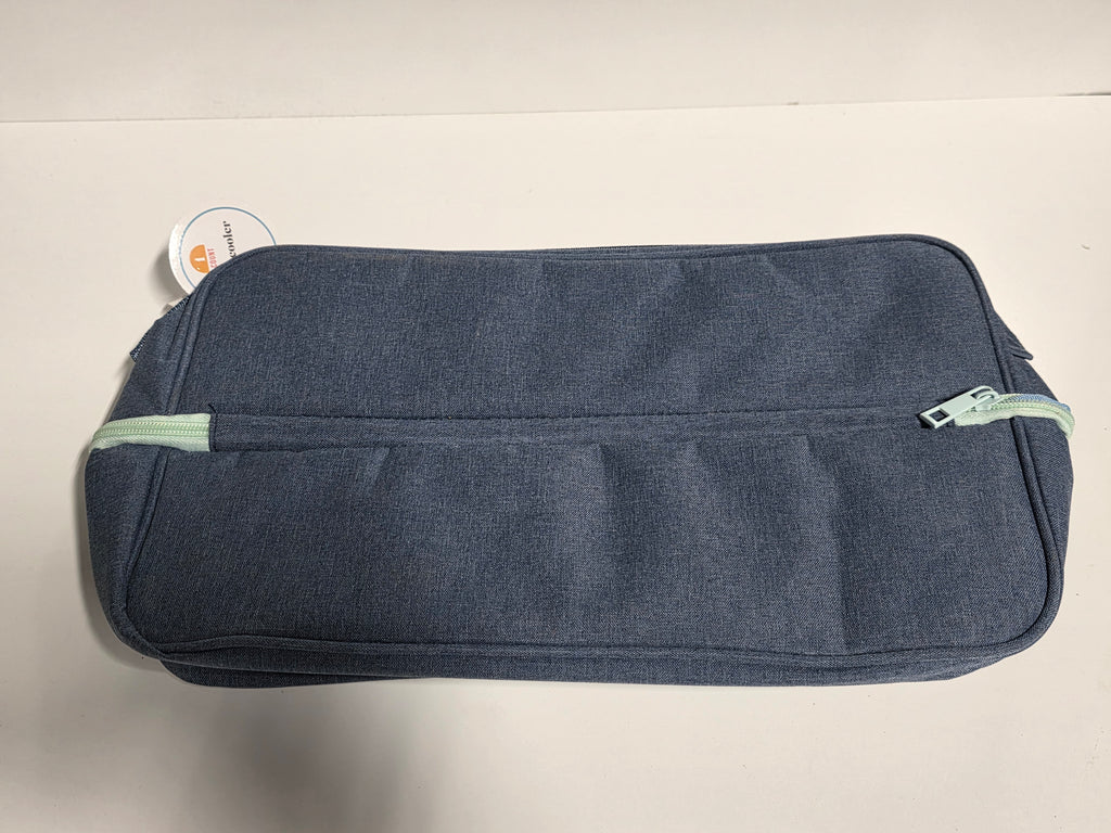 Mint Green Zipper Travel Organizer Bag Blue Fabric Multipurpose Storage Pouch