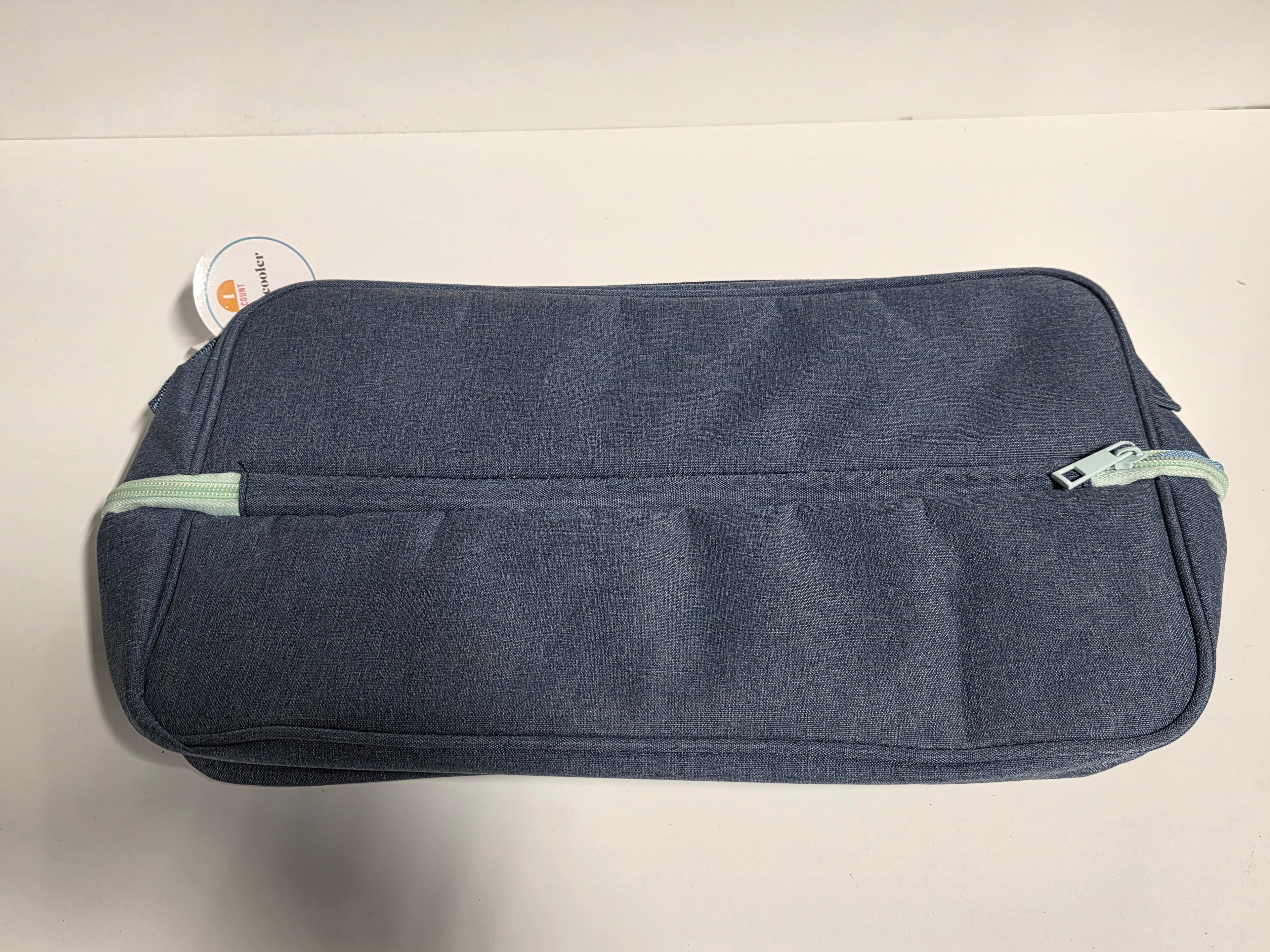 Mint Green Zipper Travel Organizer Bag Blue Fabric Multipurpose Storage Pouch