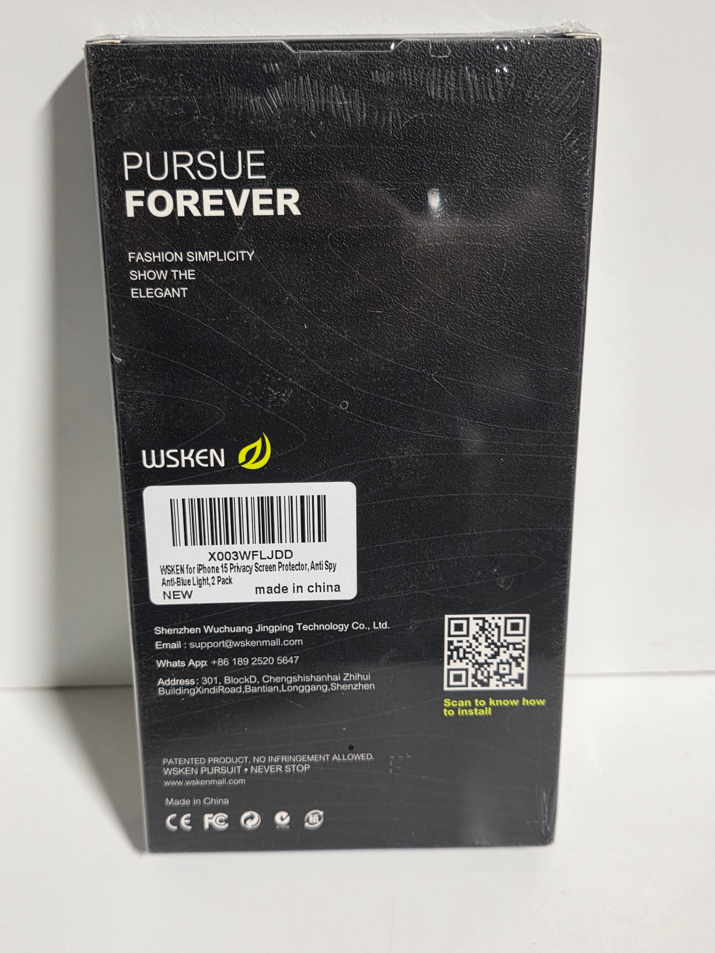 WSKEN iPhone 15 Privacy Screen Protector 2 Pack Anti Spy and Anti Blue Light Glass