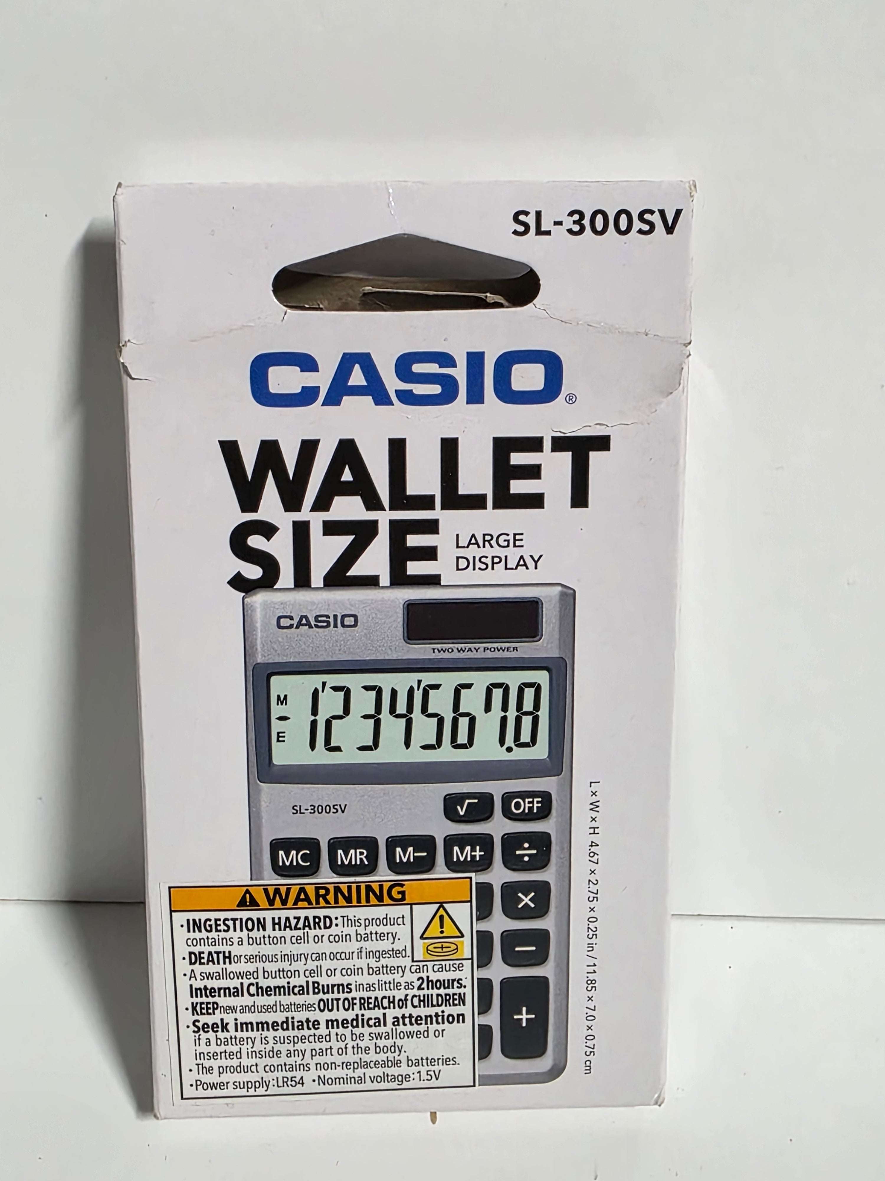 Casio SL-300SV Wallet-Size Calculator – Large Display, Dual Power