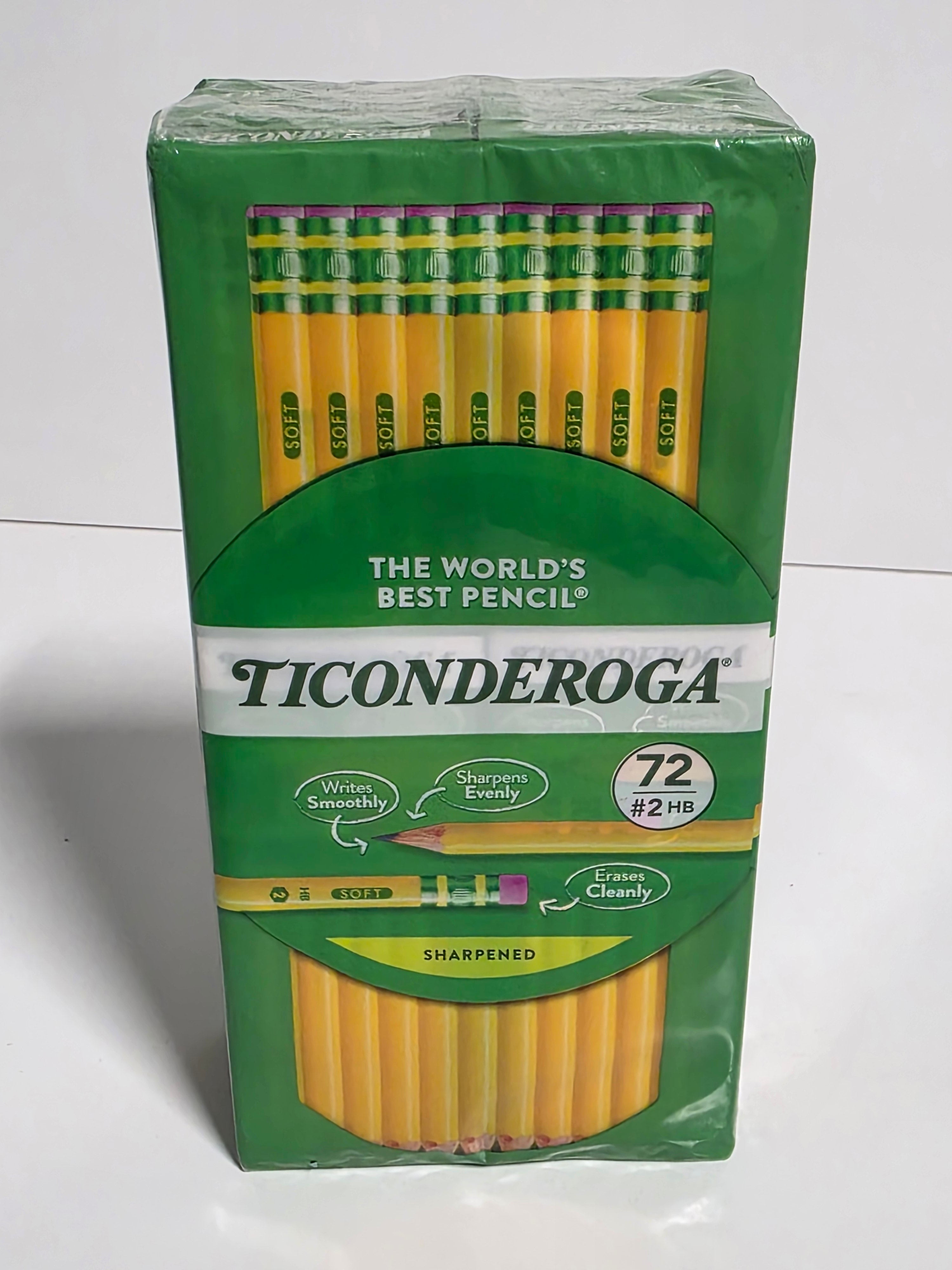 Ticonderoga #2 HB Soft Yellow Wooden Pencils 72 Count Box Pre-Sharpened School Office Supplies