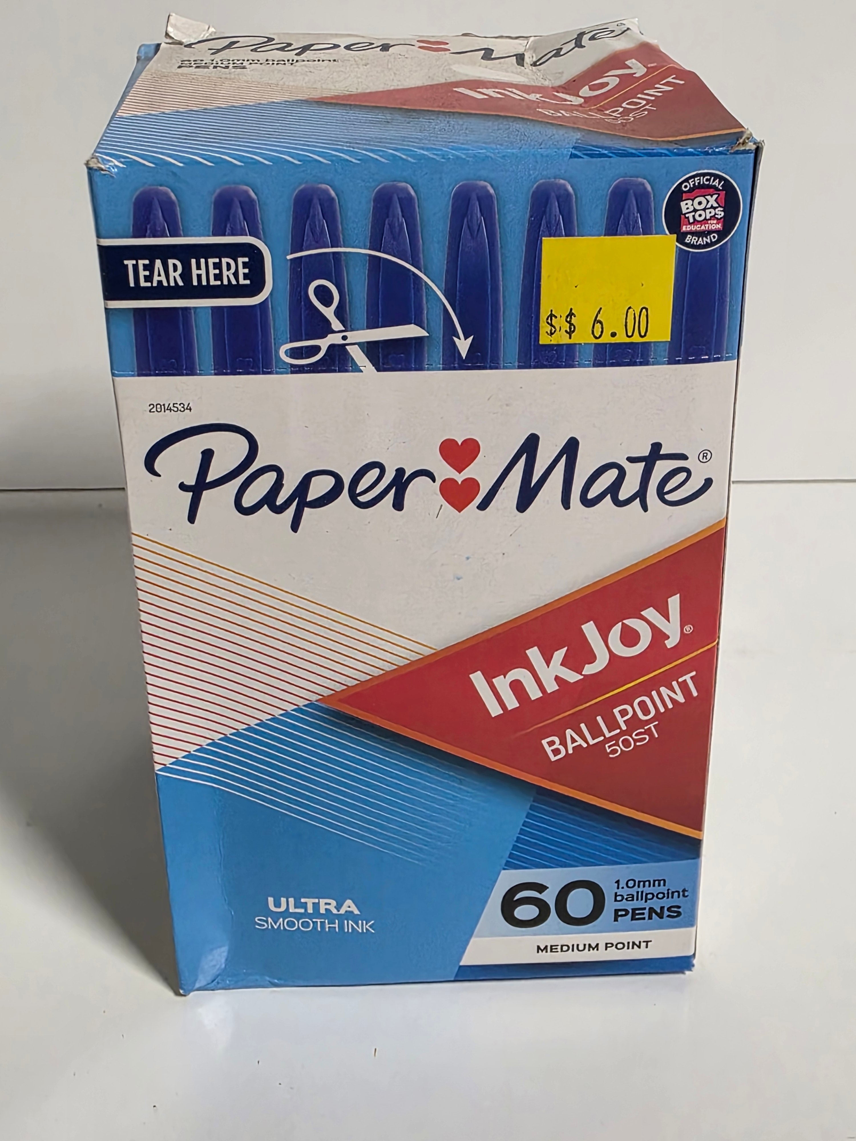 Paper Mate InkJoy 50ST Blue Ballpoint Pens 1.0mm Medium Point Box of 60 Smooth Writing Office Supplies
