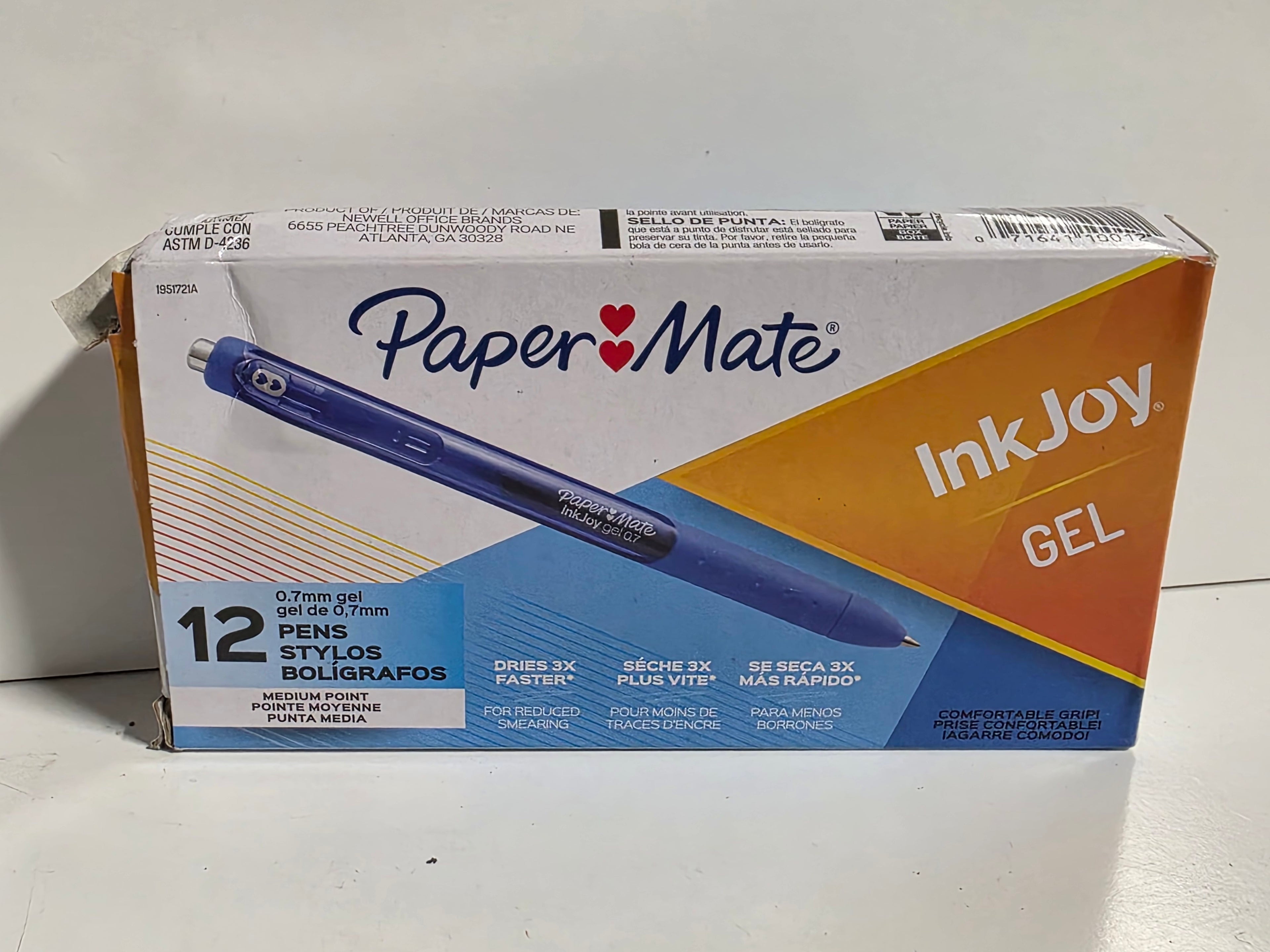 Paper Mate InkJoy Gel Pens 0.7mm Medium Point Blue Ink Box of 12 Smooth Fast-Drying Writing Supplies
