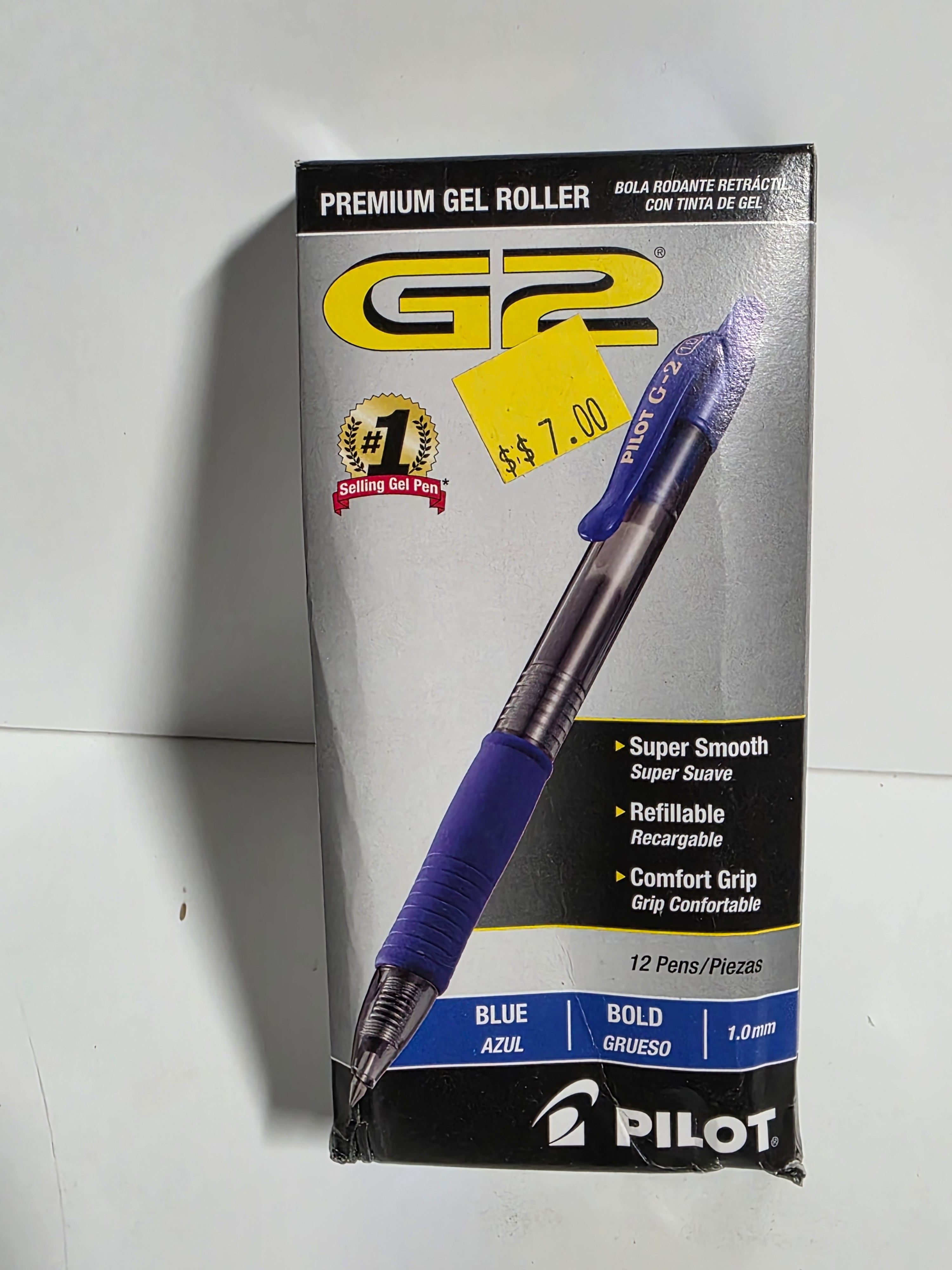 Pilot G2 Premium Gel Roller Pens Blue Ink Bold 1.0mm Box of 12 Refillable Comfort Grip Office Writing Supplies