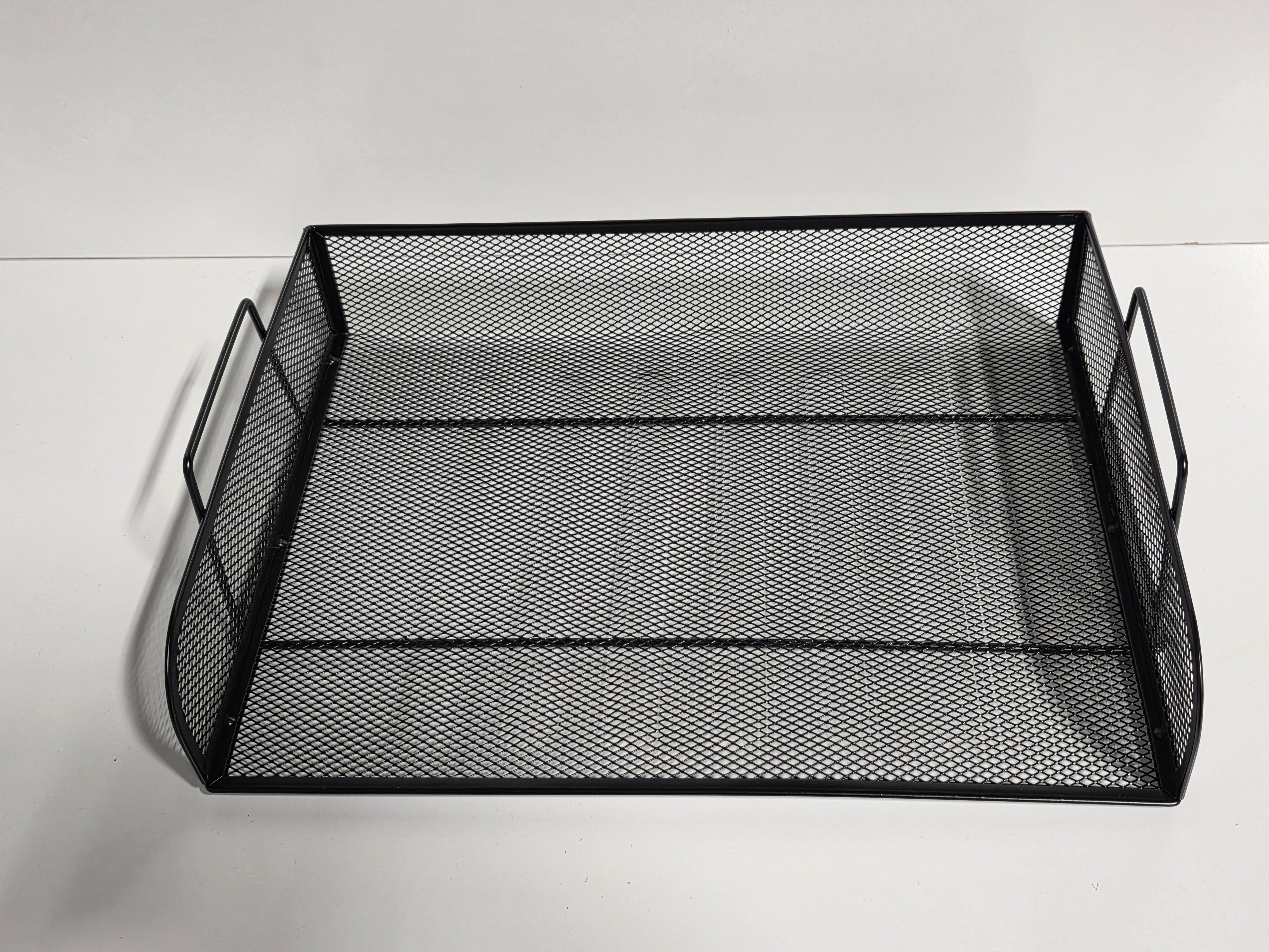 Black Metal Mesh Paper Tray Organizer Stackable Letter File Holder Office Desk Accessory