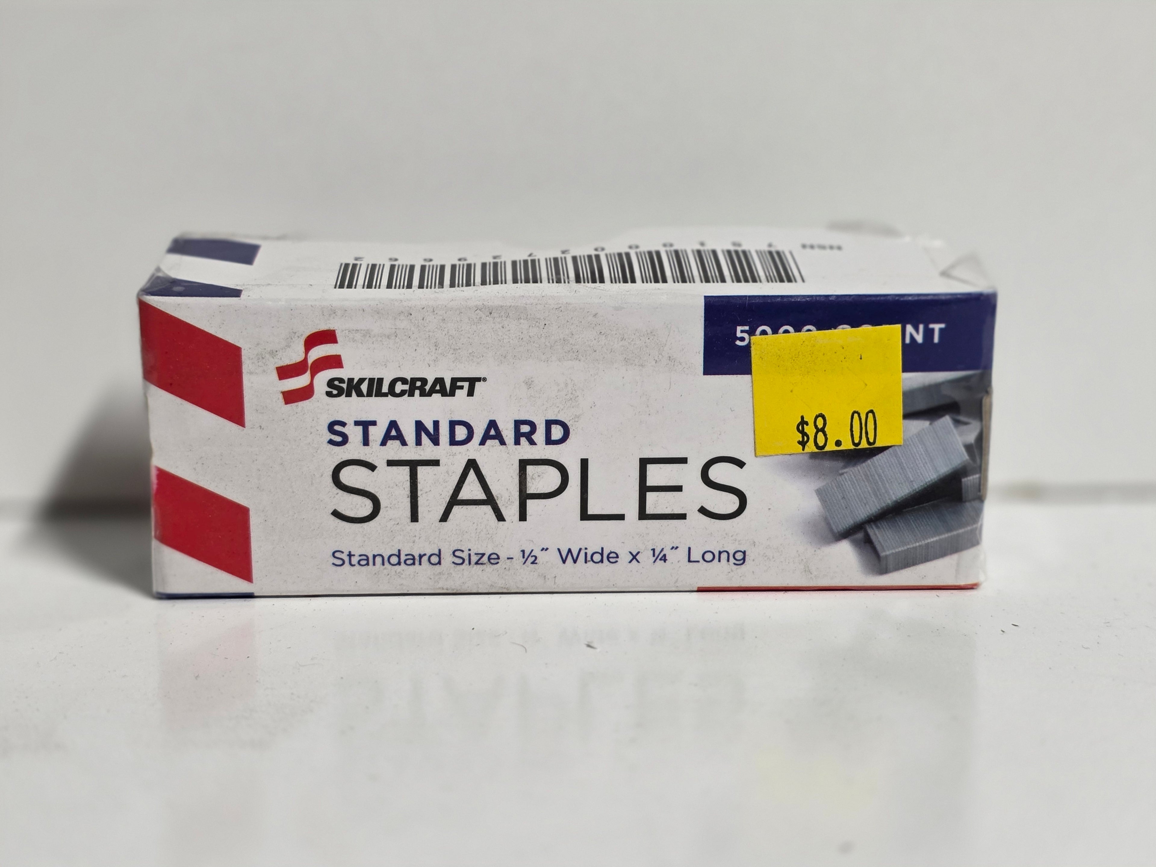Skilcraft Standard Staples 5000 Count Box 1/2 Inch Wide x 1/4 Inch Long Durable Office Fasteners