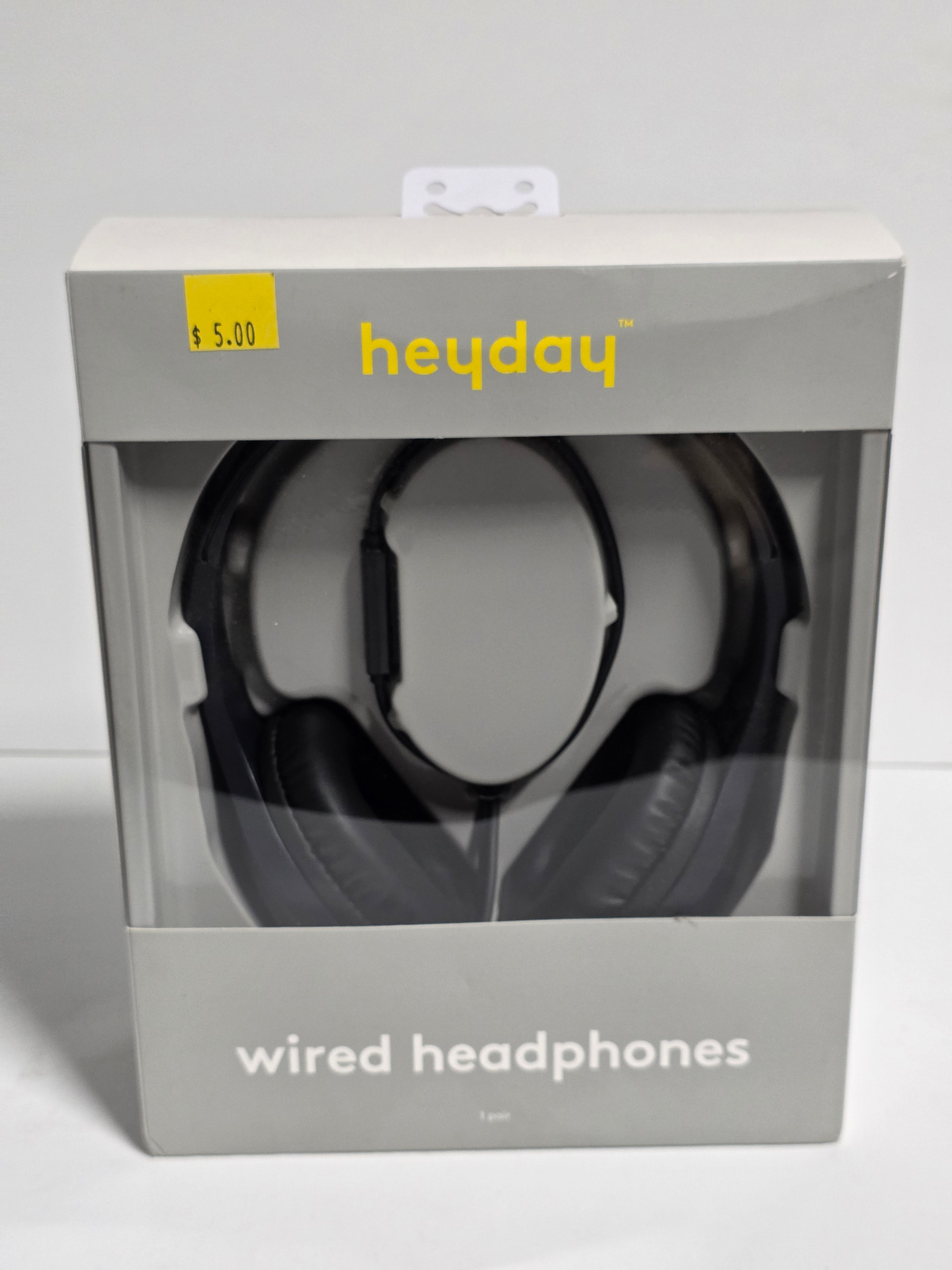Heyday Wired Over-Ear Headphones Black Adjustable Cushioned Design with 3.5mm Audio Cable