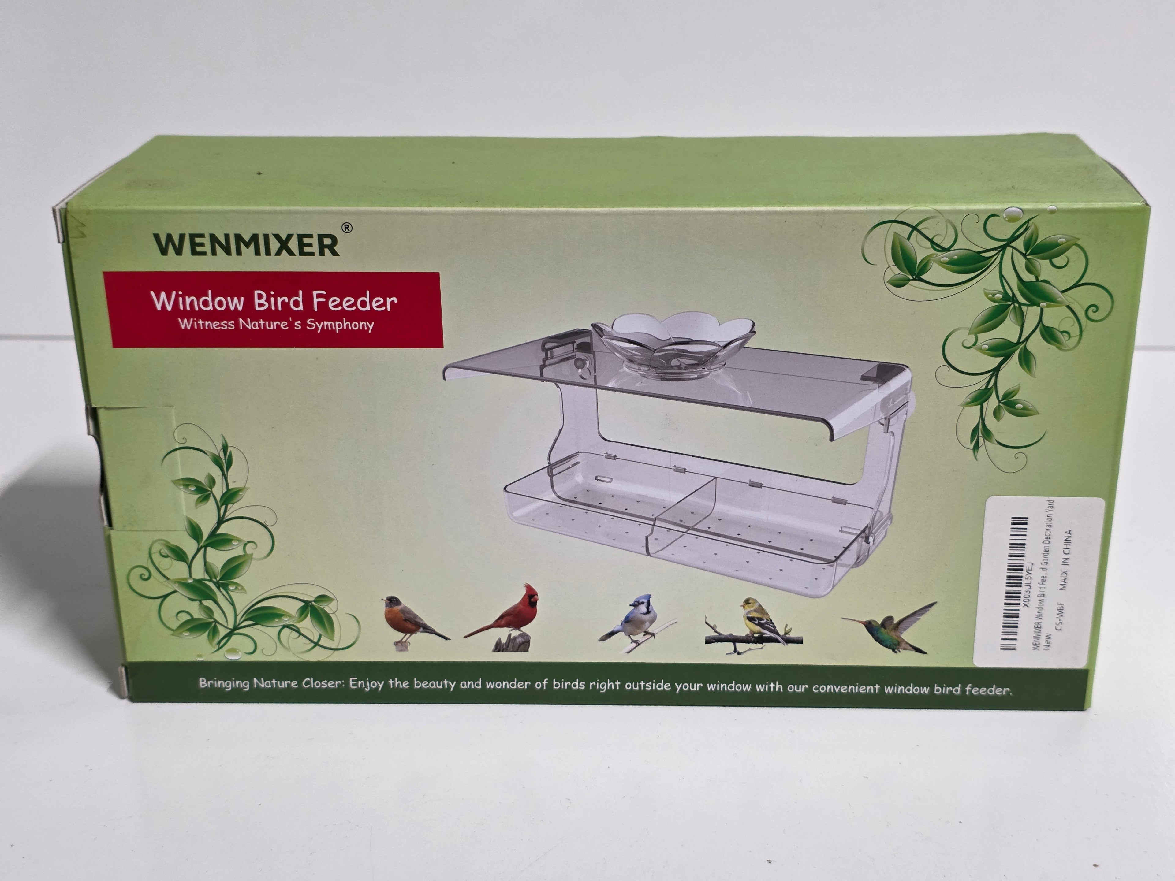 Wenmixer Clear Acrylic Window Bird Feeder with Suction Cups and Removable Tray for Outdoor Bird Watching
