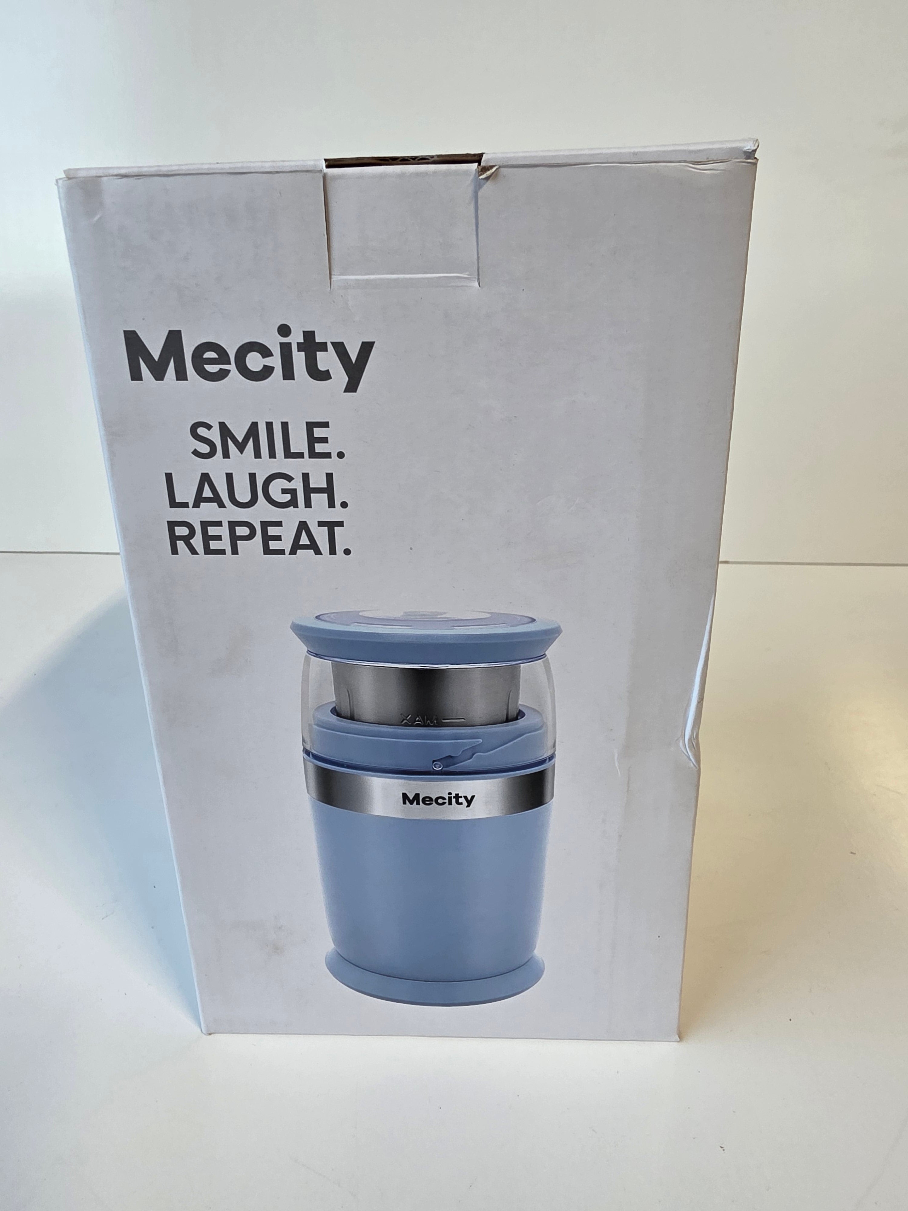 Mecity Electric Coffee Grinder Stainless Steel Blades Compact Kitchen Appliance Blue