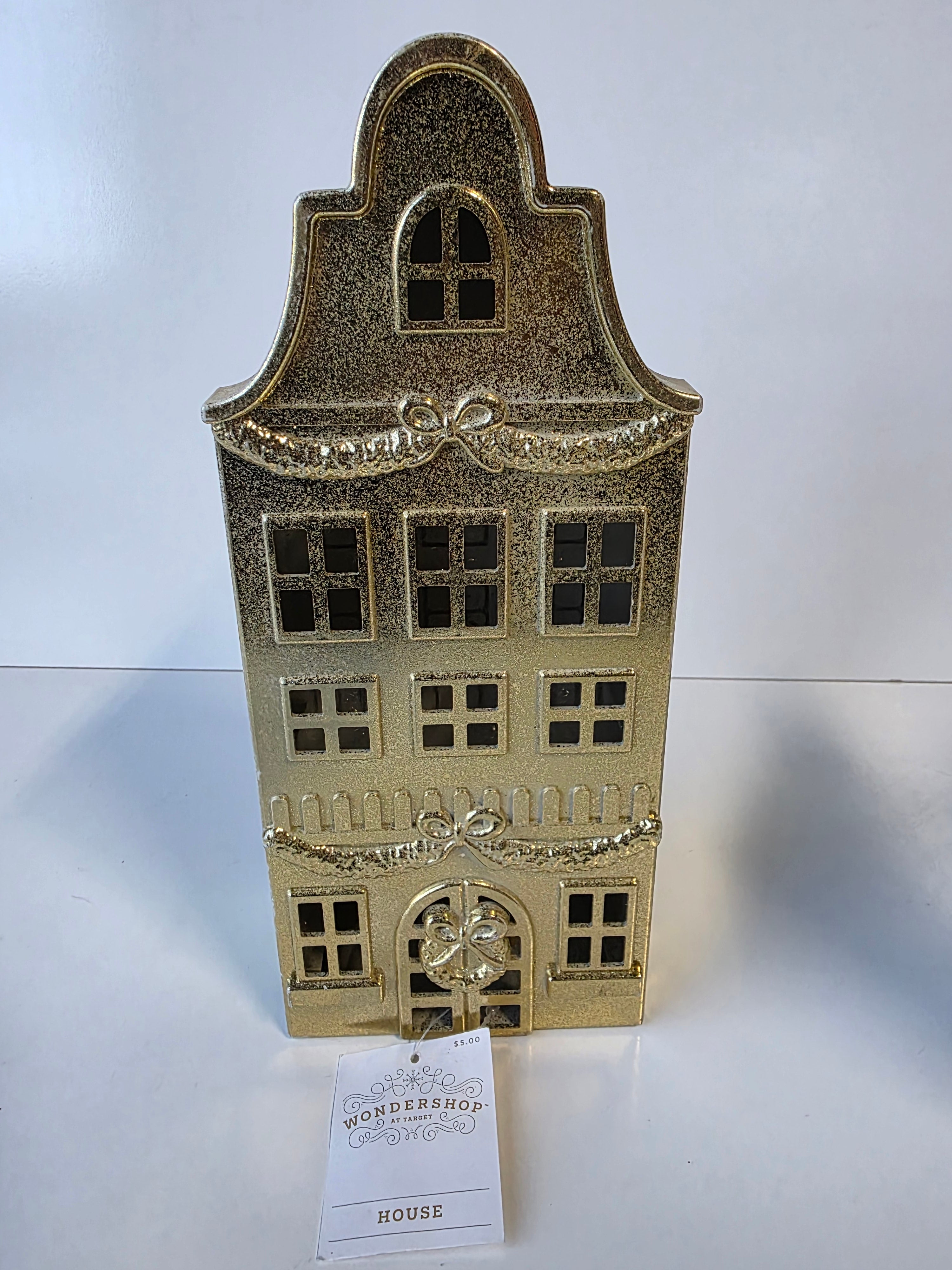 Wondershop Gold Decorative Holiday House Metal Candle Holder Christmas Table Decor