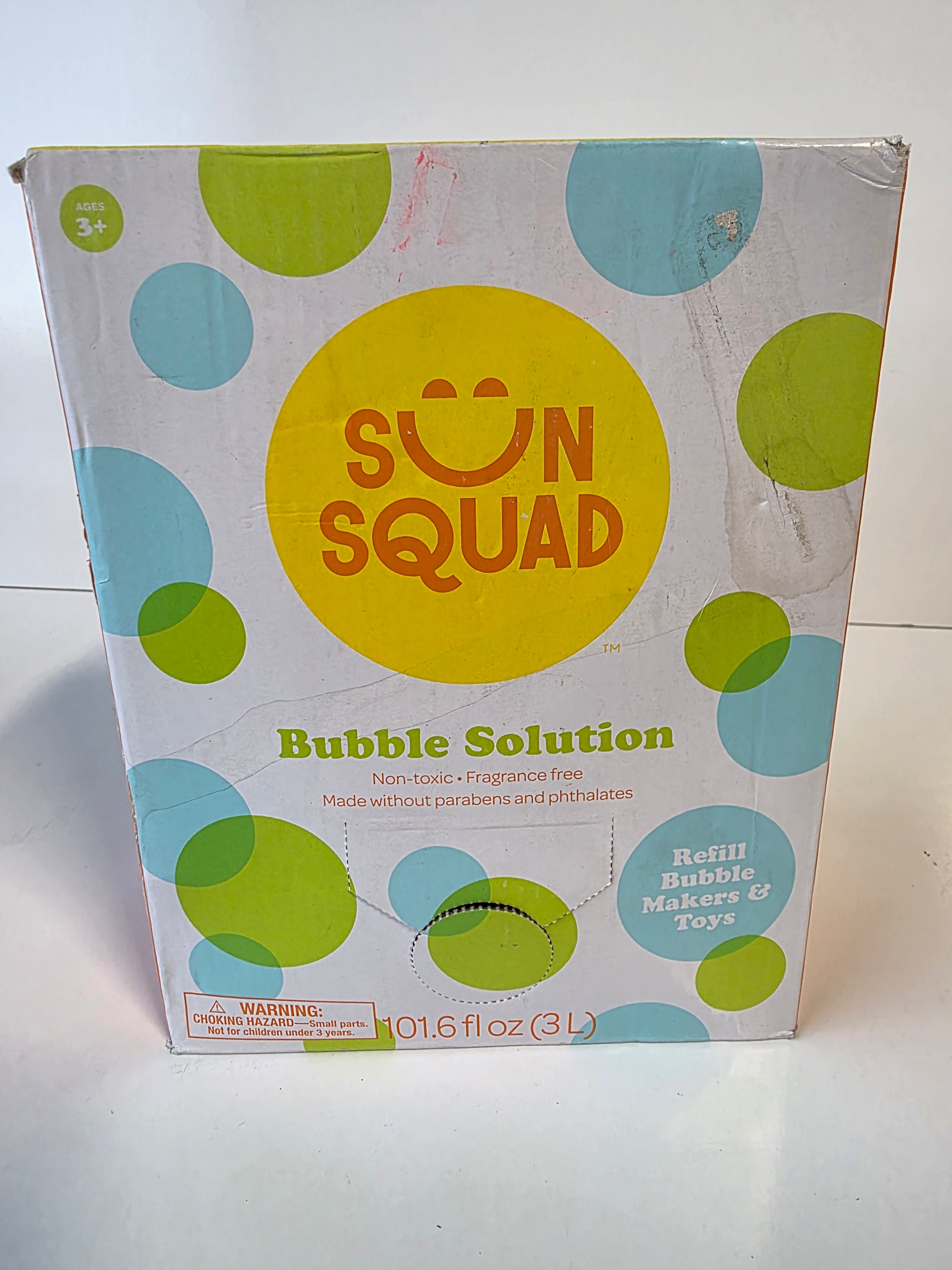 Sun Squad Bubble Solution Non-Toxic 101.6oz Refill for Bubble Makers and Toys