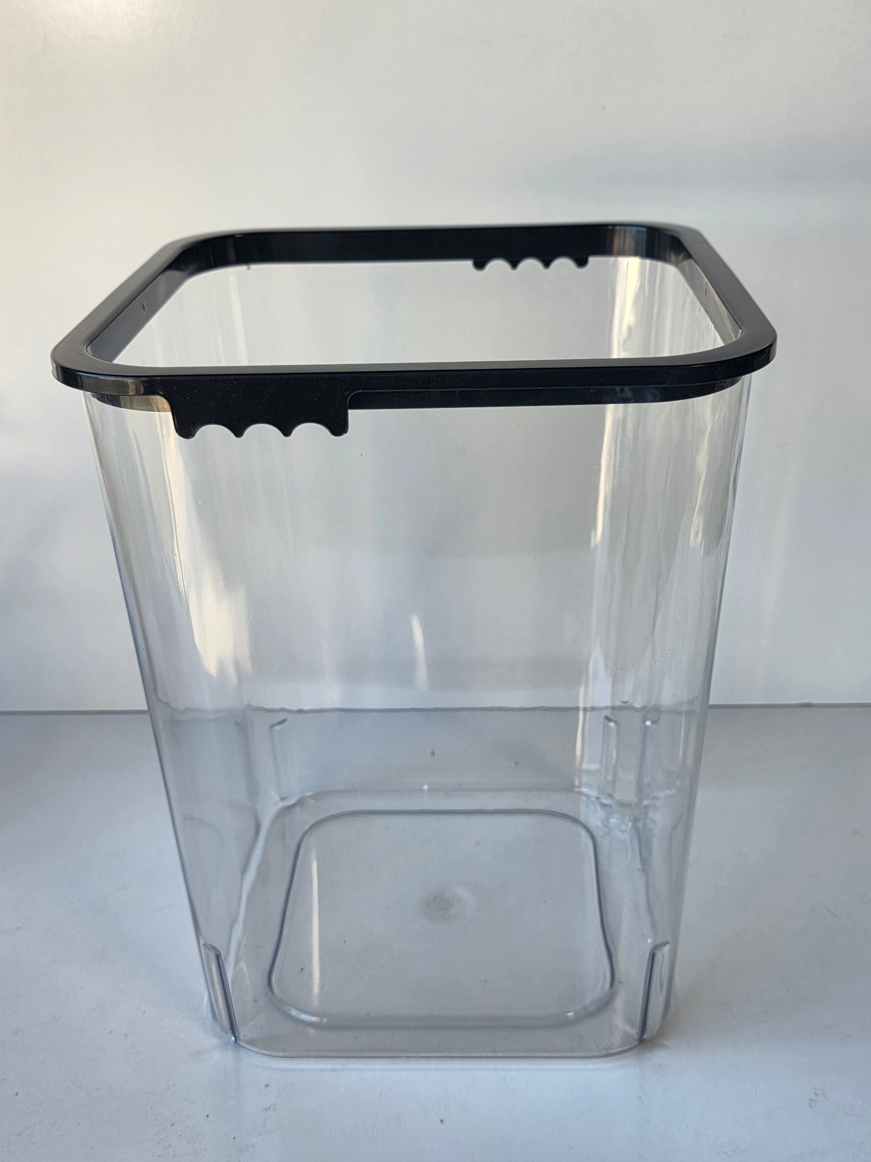 Clear Plastic Storage Container With Black Rim Square Household Organizer Bin