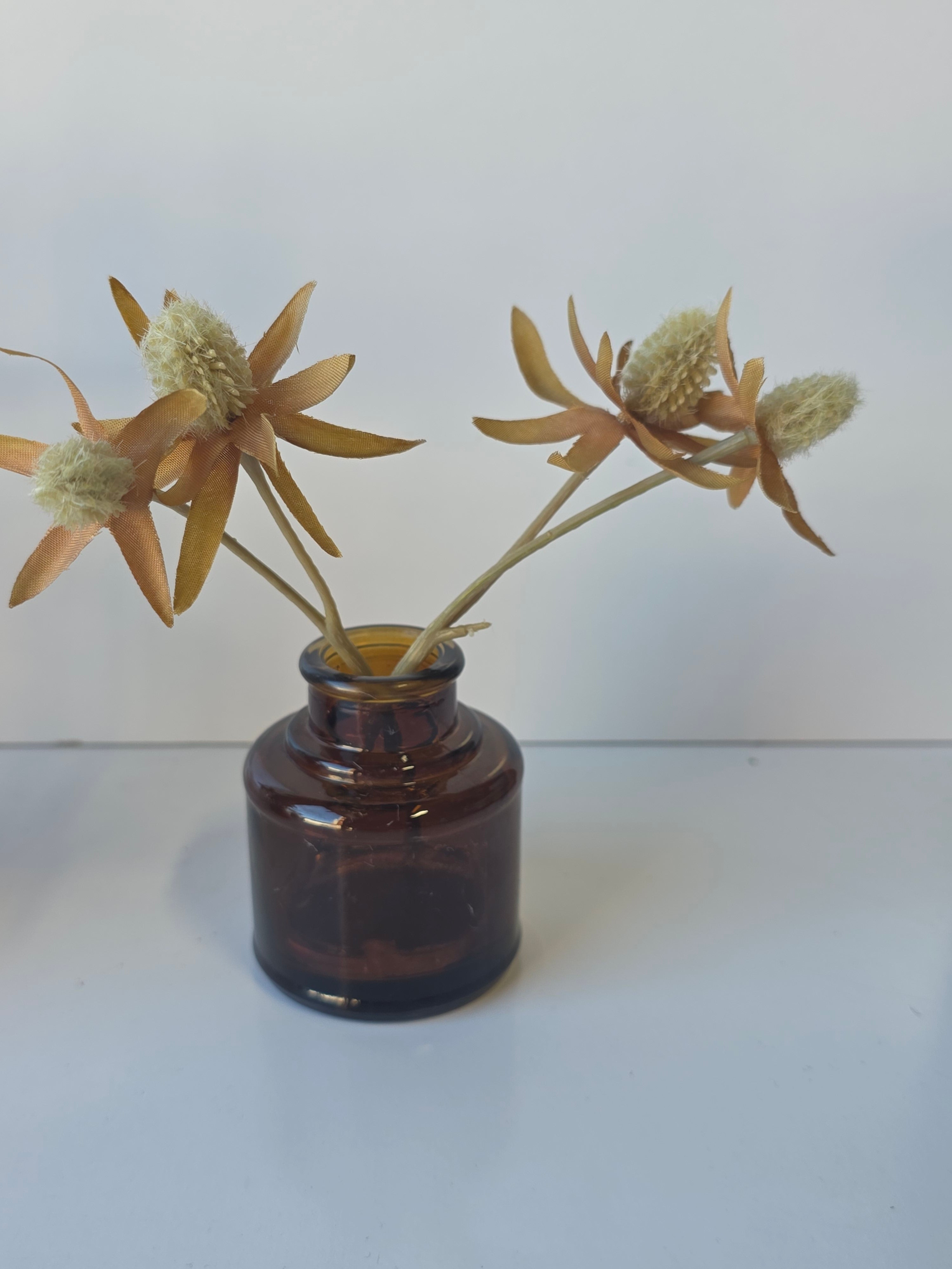 Hearth & Hand With Magnolia Amber Glass Tabletop Floral Arrangement Set of 5 Decorative Displays